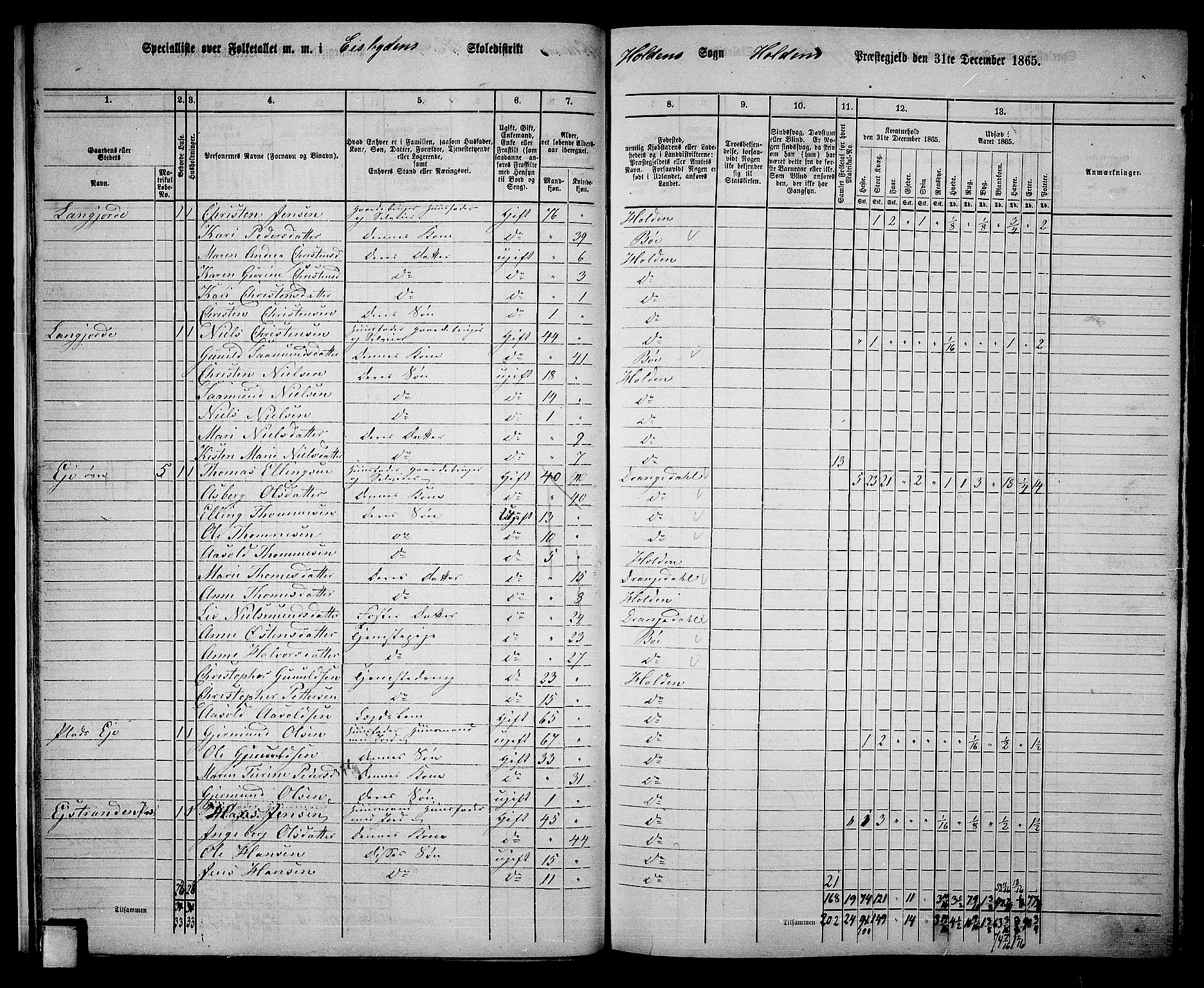 RA, 1865 census for Holla, 1865, p. 18