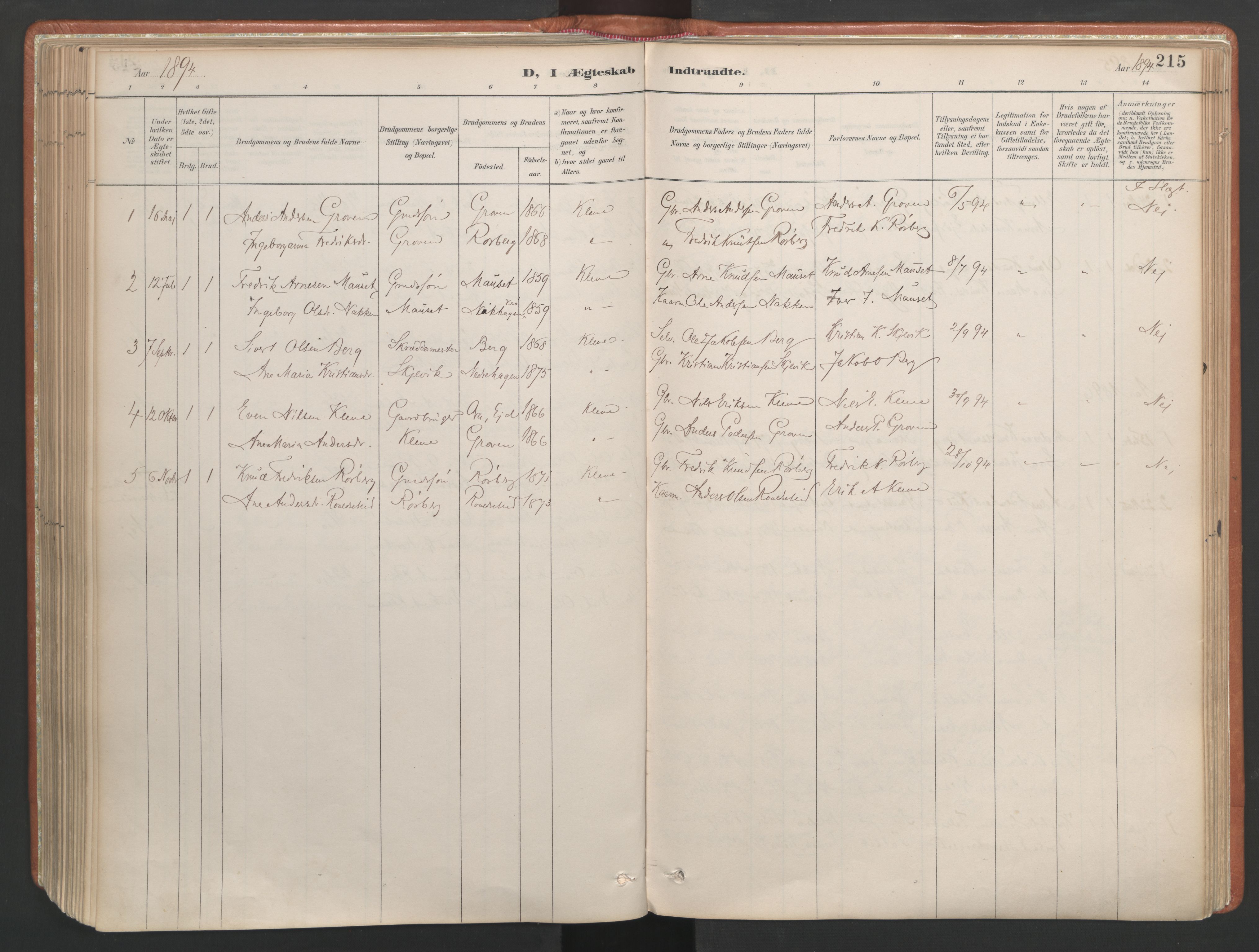 Ministerialprotokoller, klokkerbøker og fødselsregistre - Møre og Romsdal, AV/SAT-A-1454/557/L0682: Parish register (official) no. 557A04, 1887-1970, p. 215