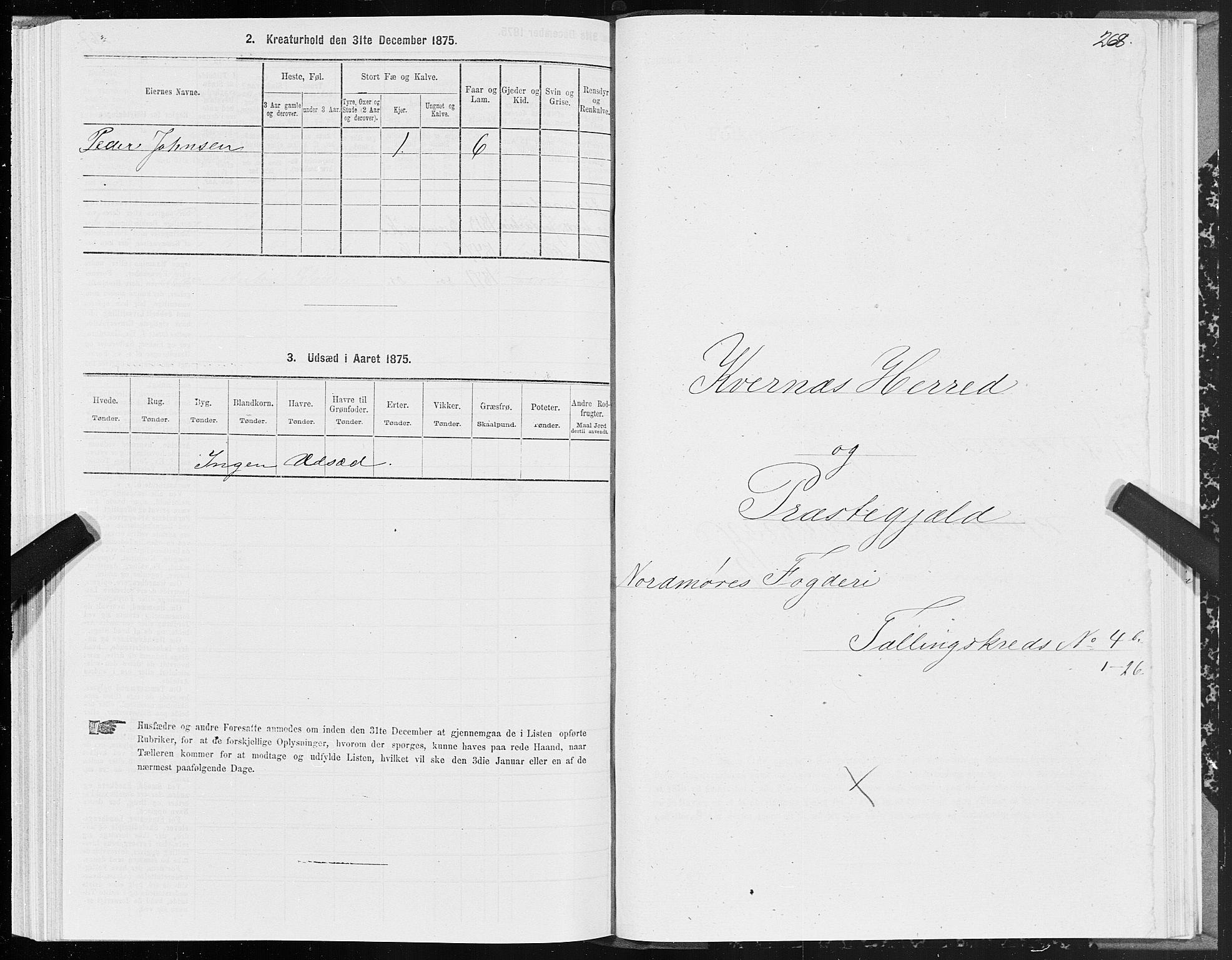 SAT, 1875 census for 1553P Kvernes, 1875, p. 2268