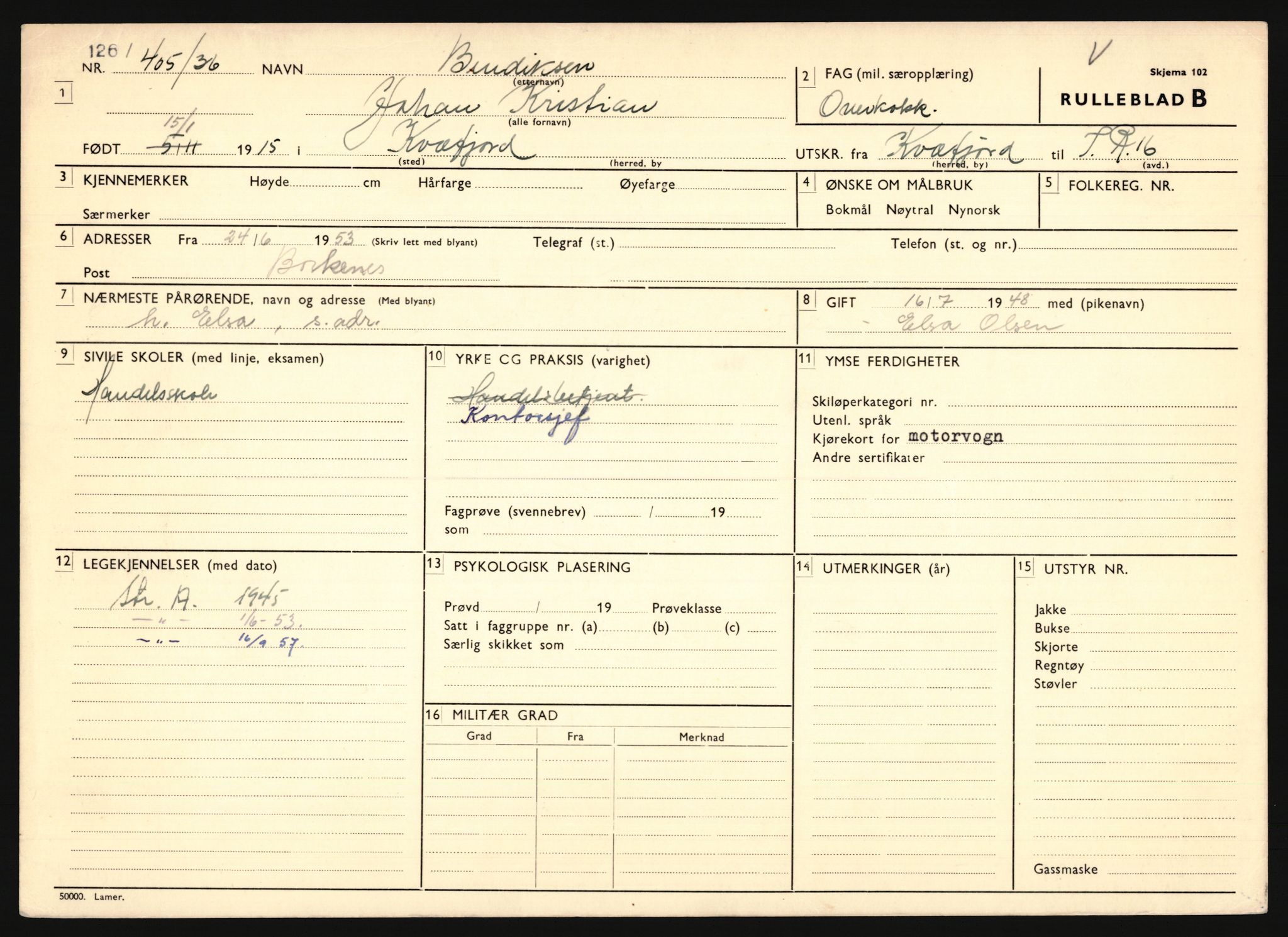 Forsvaret, Troms infanteriregiment nr. 16, AV/RA-RAFA-3146/P/Pa/L0020: Rulleblad for regimentets menige mannskaper, årsklasse 1936, 1936, p. 103