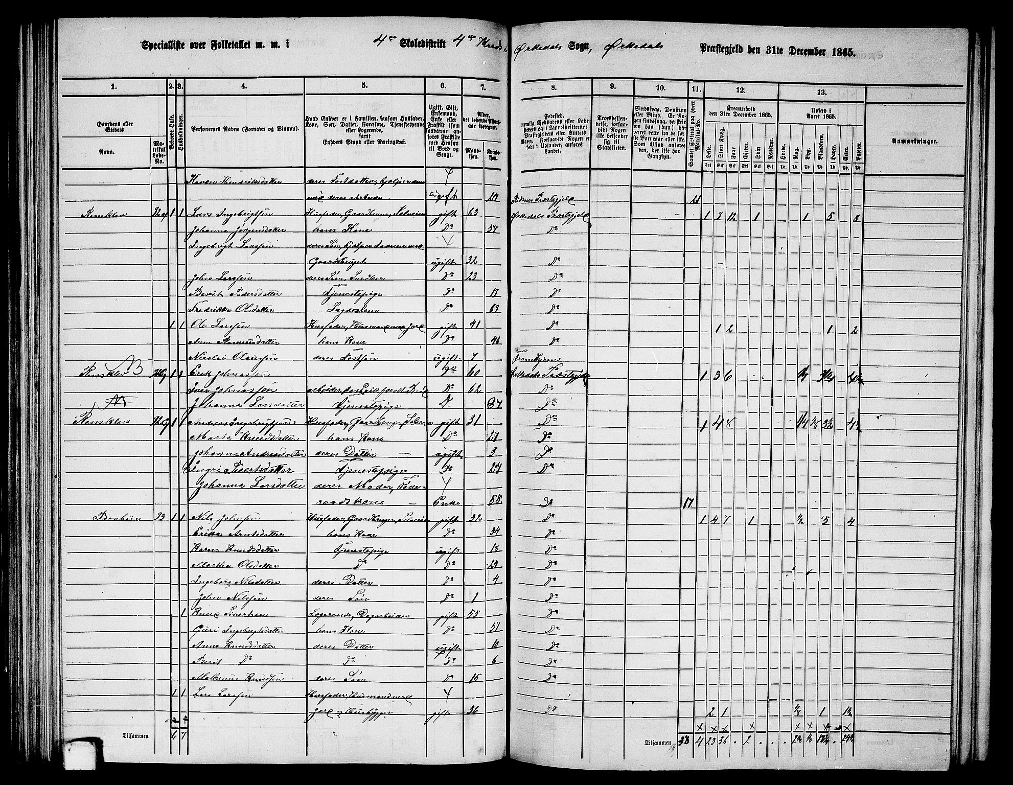 RA, 1865 census for Orkdal, 1865, p. 119