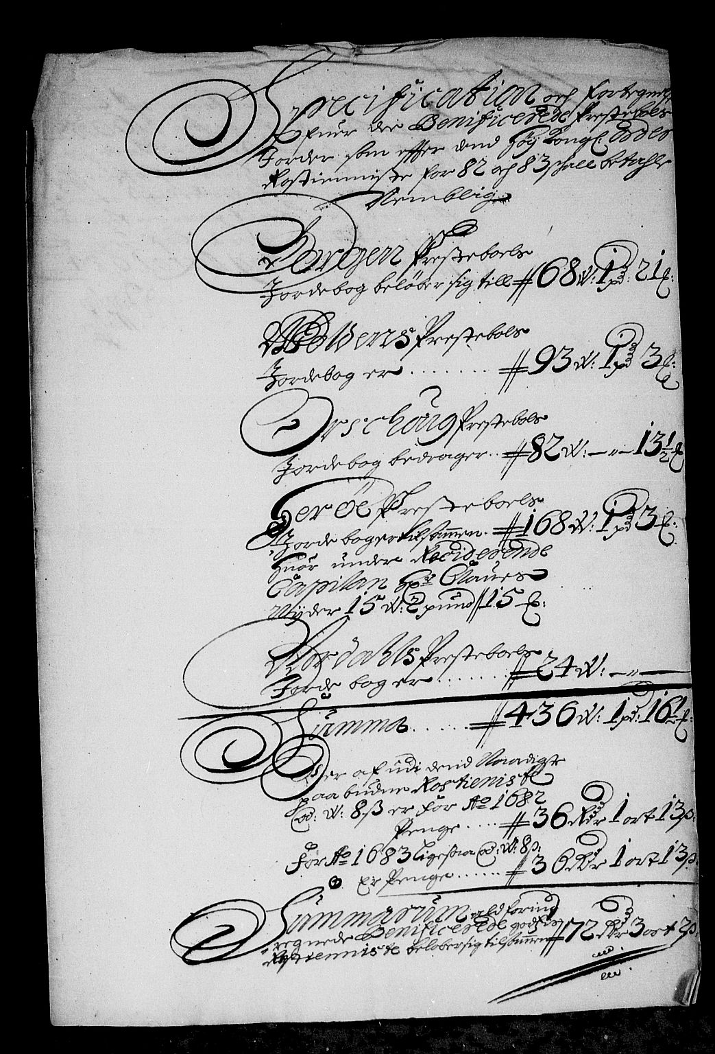 Rentekammeret inntil 1814, Reviderte regnskaper, Stiftamtstueregnskaper, Bergen stiftamt, AV/RA-EA-6043/R/Rc/L0069: Bergen stiftamt, 1683