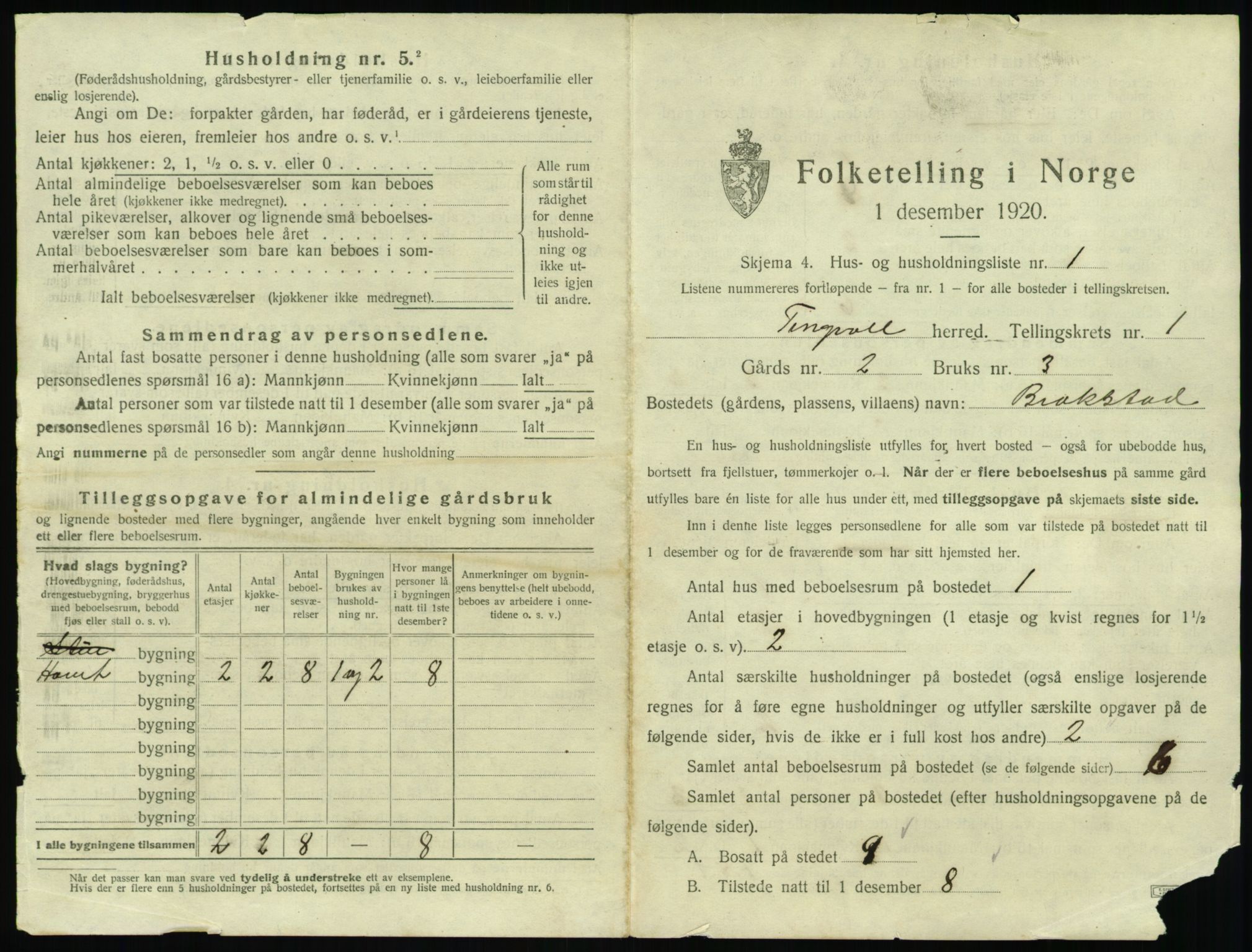 SAT, 1920 census for Tingvoll, 1920, p. 56