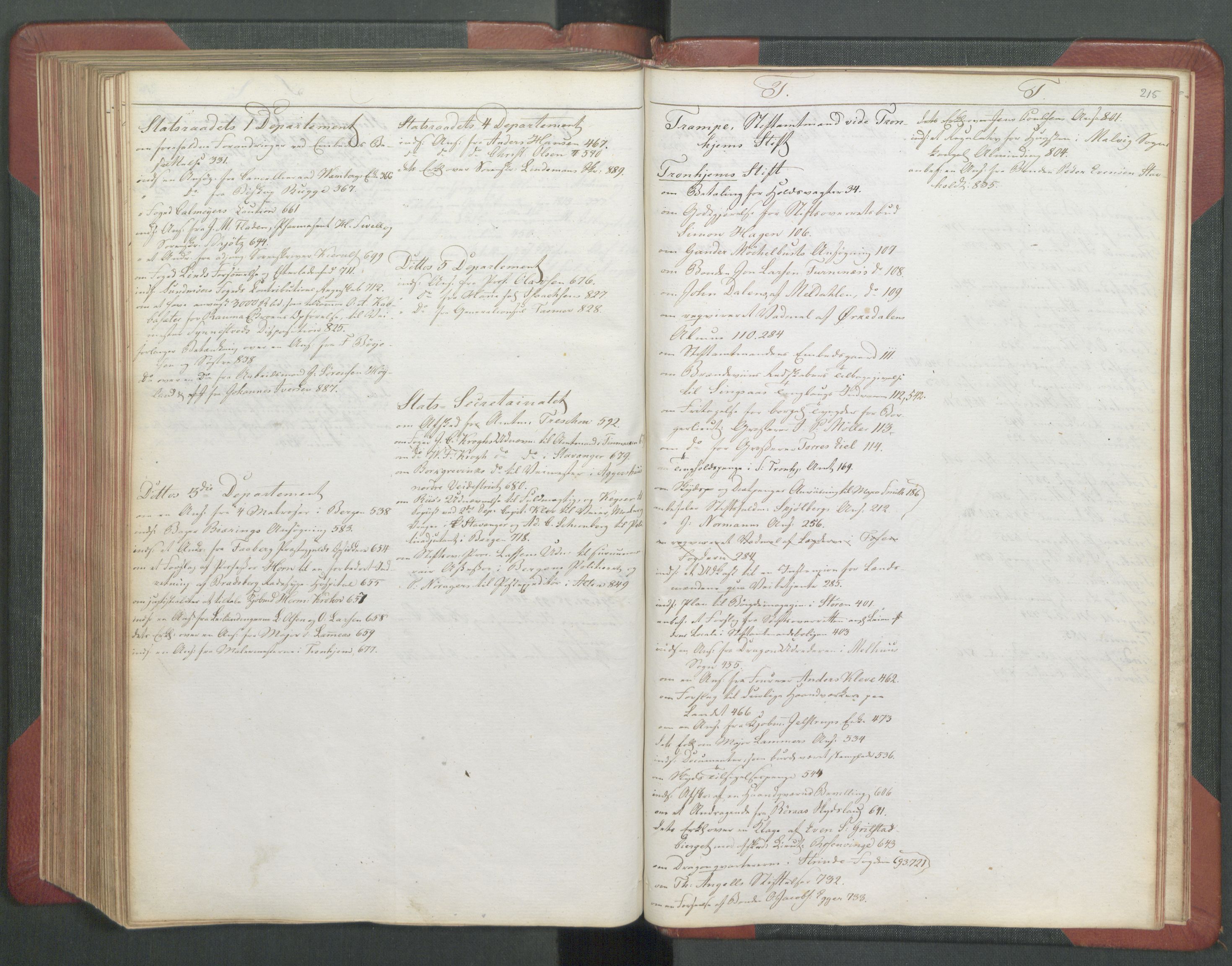 Departementene i 1814, RA/S-3899/Fb/L0029: Journal A 1-900 (ekstraktprotokoll), 1814, p. 215