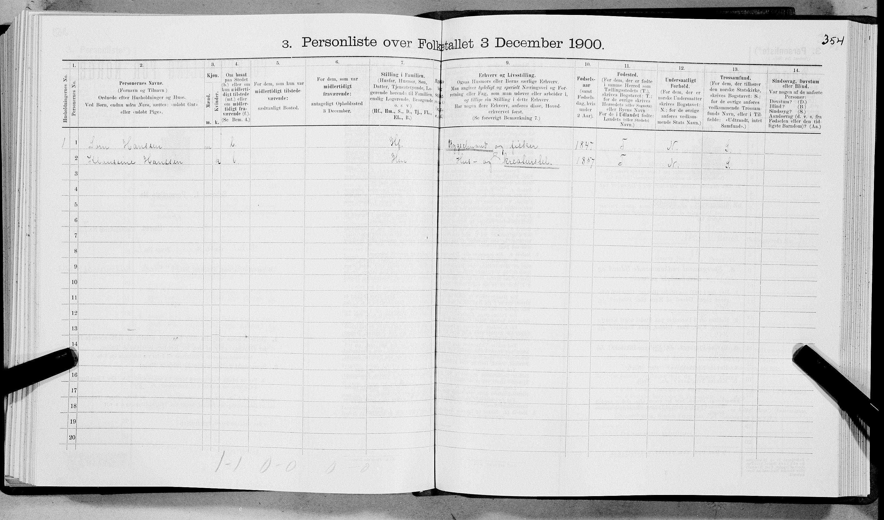 SAT, 1900 census for Bø, 1900, p. 765