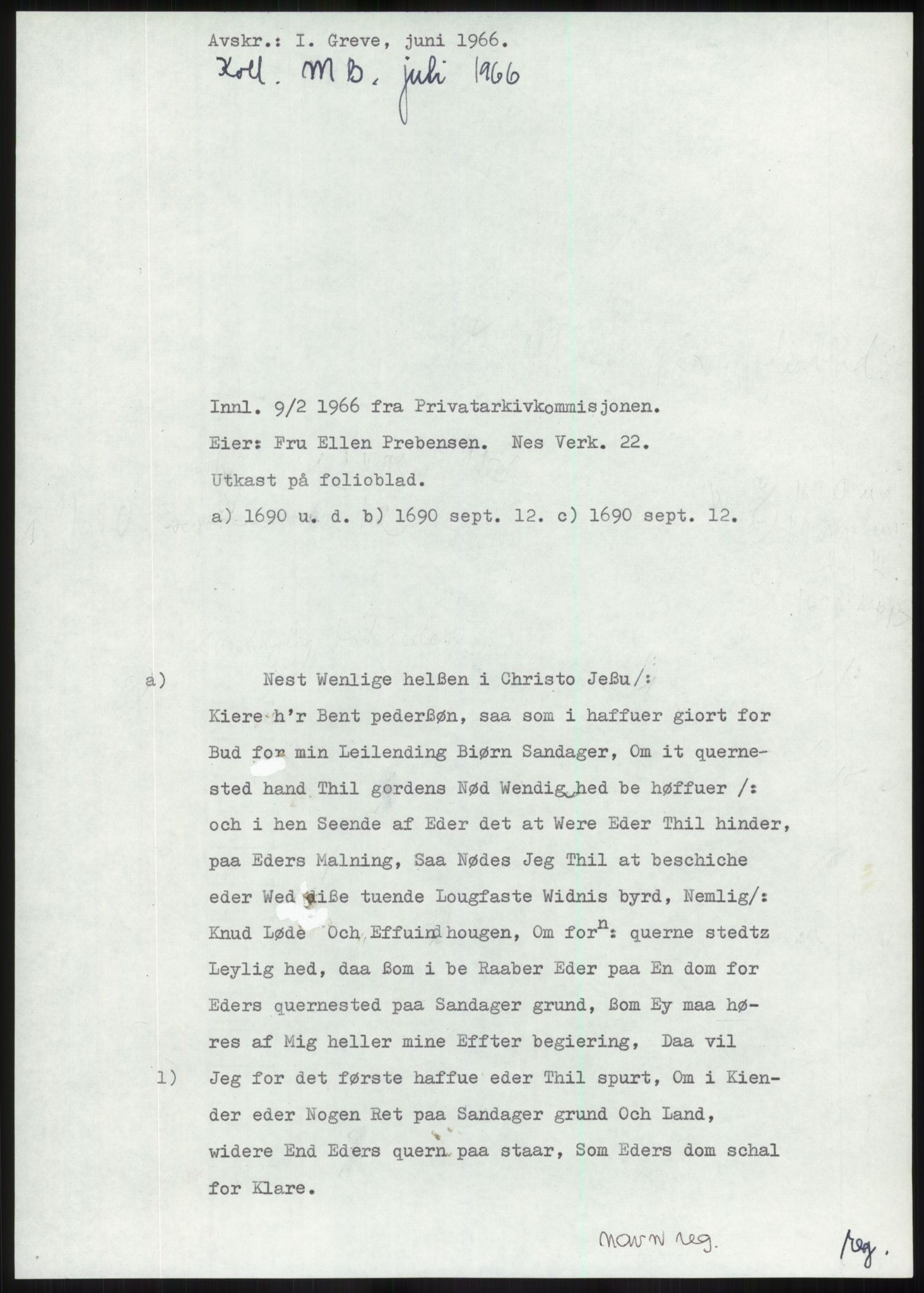 Samlinger til kildeutgivelse, Diplomavskriftsamlingen, RA/EA-4053/H/Ha, p. 156