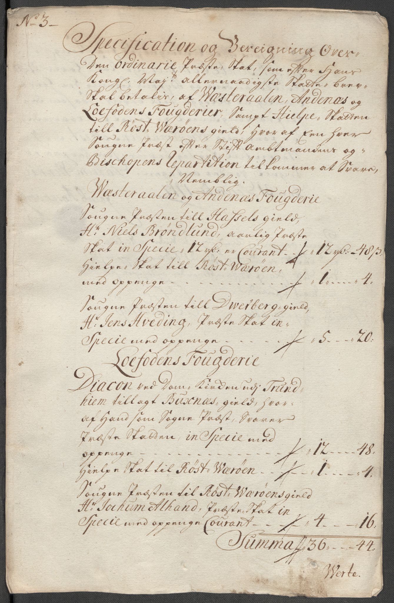 Rentekammeret inntil 1814, Reviderte regnskaper, Fogderegnskap, RA/EA-4092/R67/L4683: Fogderegnskap Vesterålen, Andenes og Lofoten, 1717, p. 69