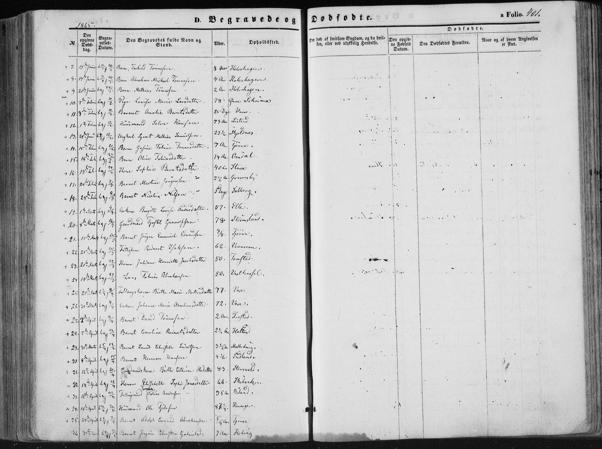 Lista sokneprestkontor, SAK/1111-0027/F/Fa/L0011: Parish register (official) no. A 11, 1861-1878, p. 401