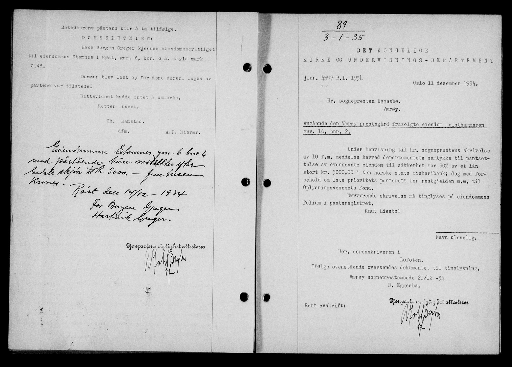Lofoten sorenskriveri, SAT/A-0017/1/2/2C/L0031b: Mortgage book no. 31b, 1935-1935, Deed date: 03.01.1935