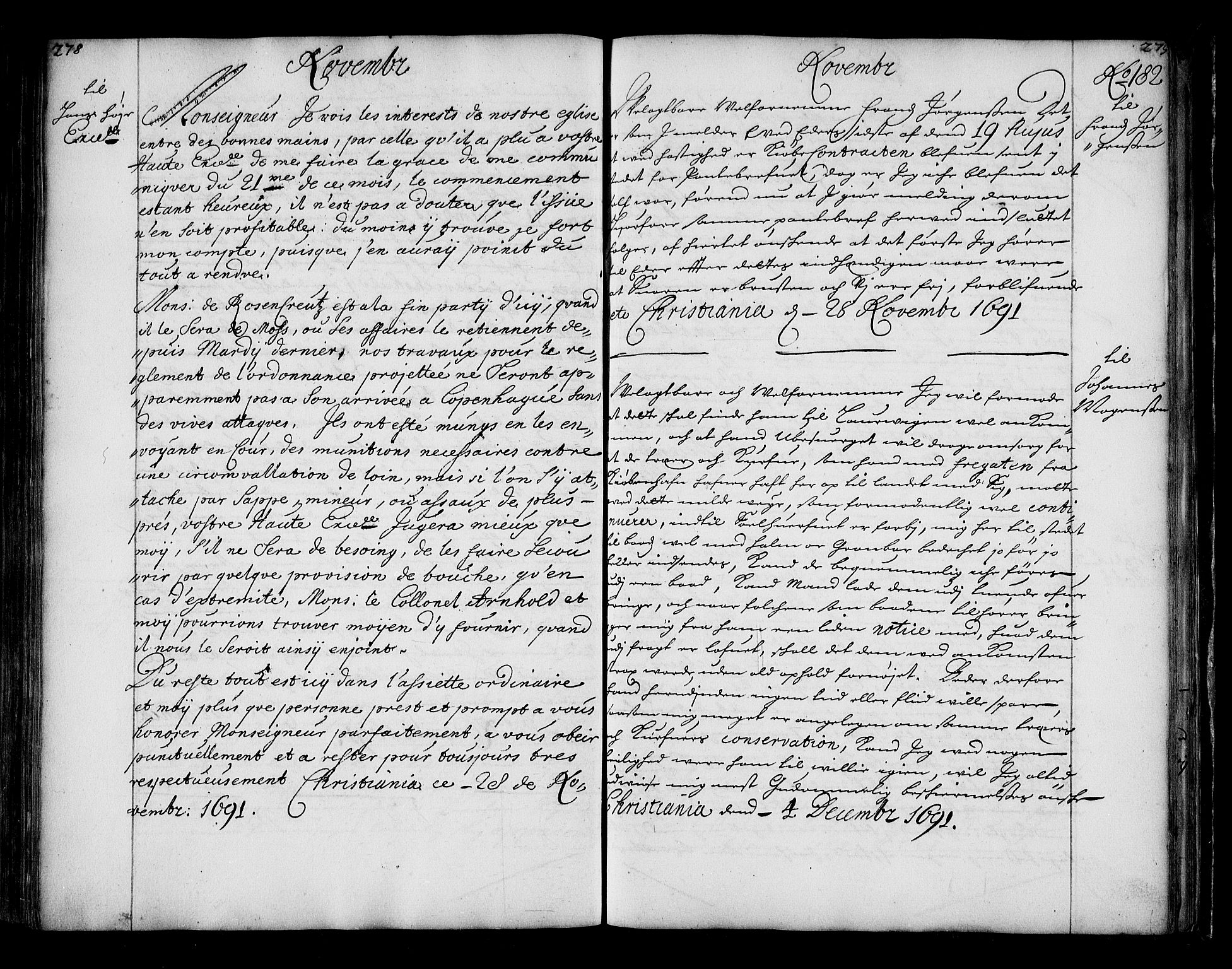 Stattholderembetet 1572-1771, RA/EA-2870/Bc/L0004: Visestattholder Just Høeghs kopibok, 1691, p. 278-279