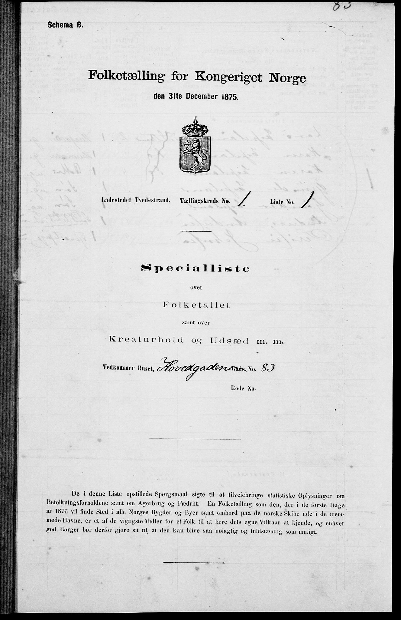 SAK, 1875 census for 0902B Holt/Tvedestrand, 1875, p. 8