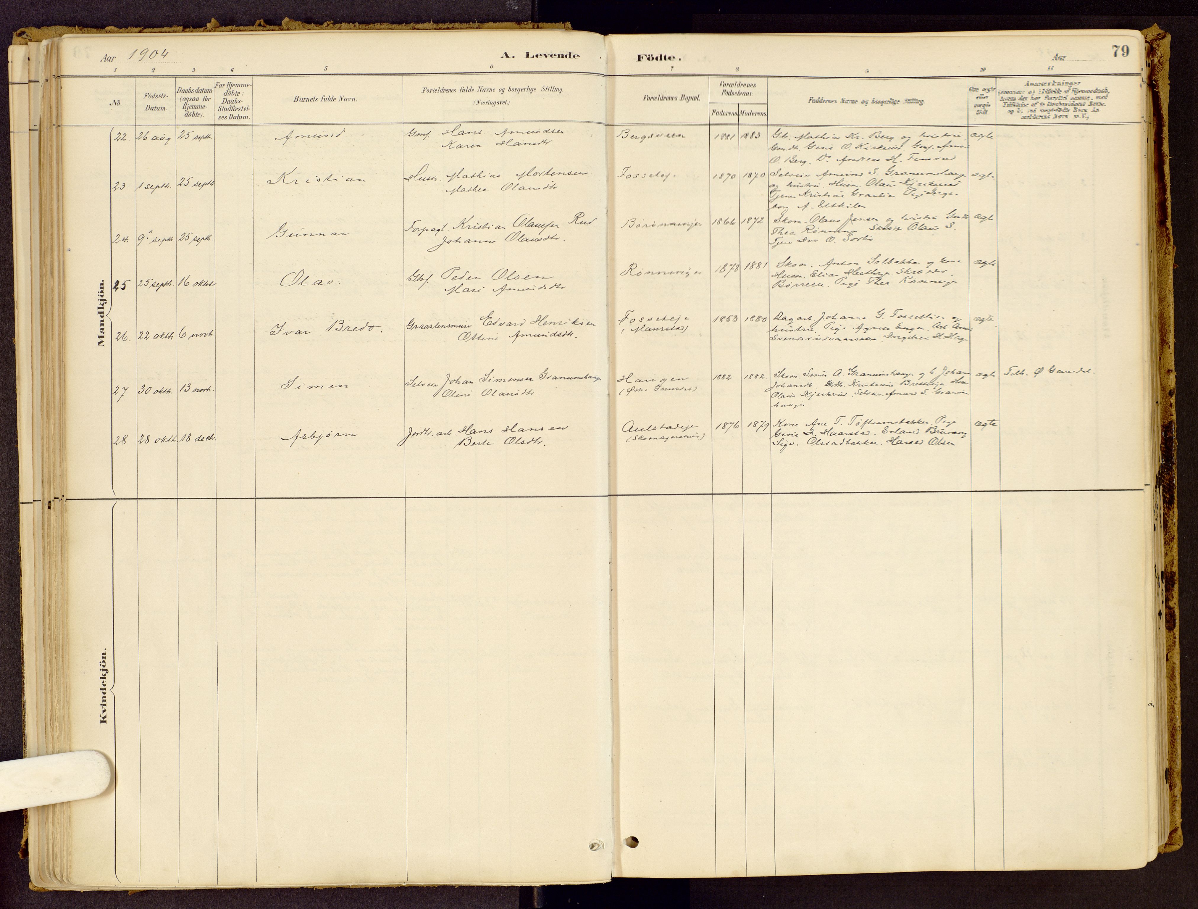 Vestre Gausdal prestekontor, SAH/PREST-094/H/Ha/Haa/L0001: Parish register (official) no. 1, 1887-1914, p. 79