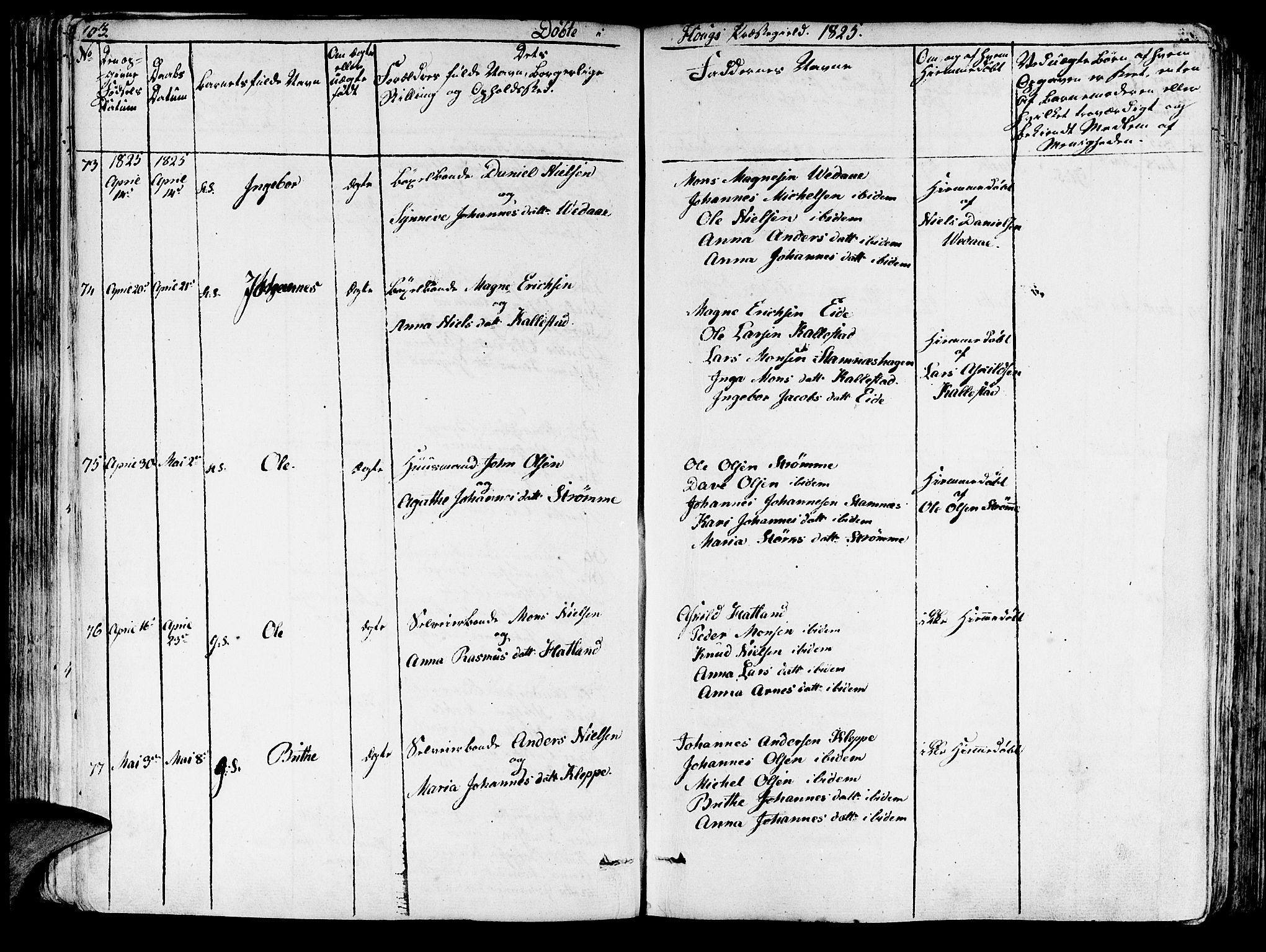 Haus sokneprestembete, SAB/A-75601/H/Haa: Parish register (official) no. A 13, 1821-1827, p. 103