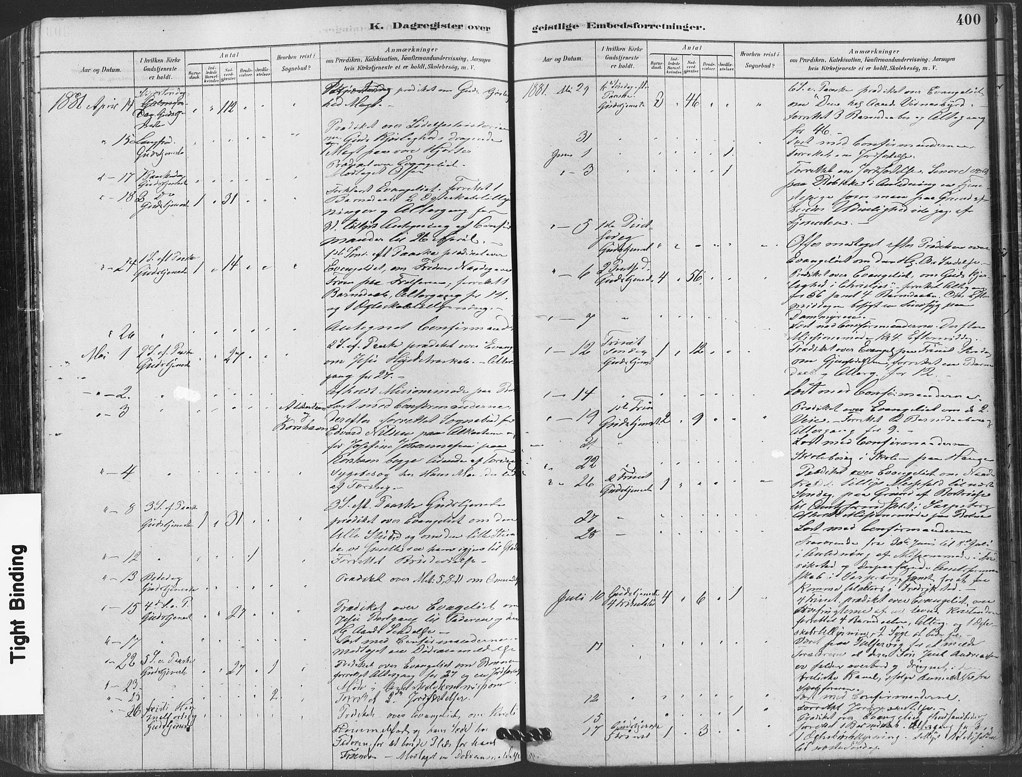 Hvaler prestekontor Kirkebøker, AV/SAO-A-2001/F/Fa/L0008: Parish register (official) no. I 8, 1878-1895, p. 400