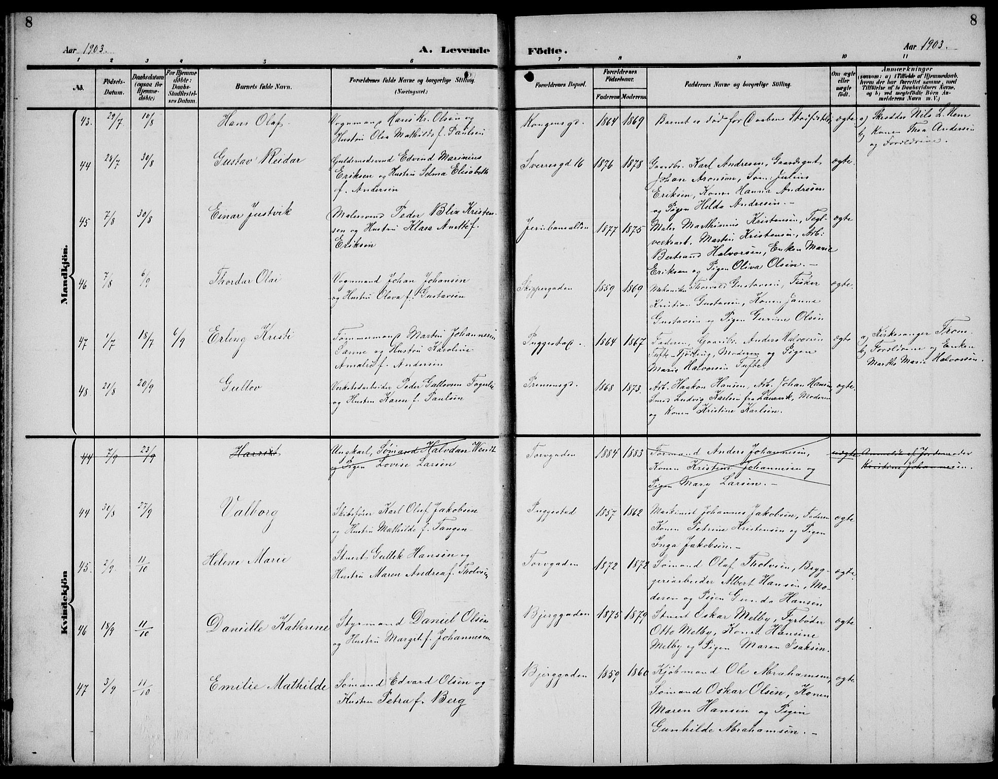 Sandefjord kirkebøker, AV/SAKO-A-315/G/Ga/L0003: Parish register (copy) no. 3, 1903-1920, p. 8