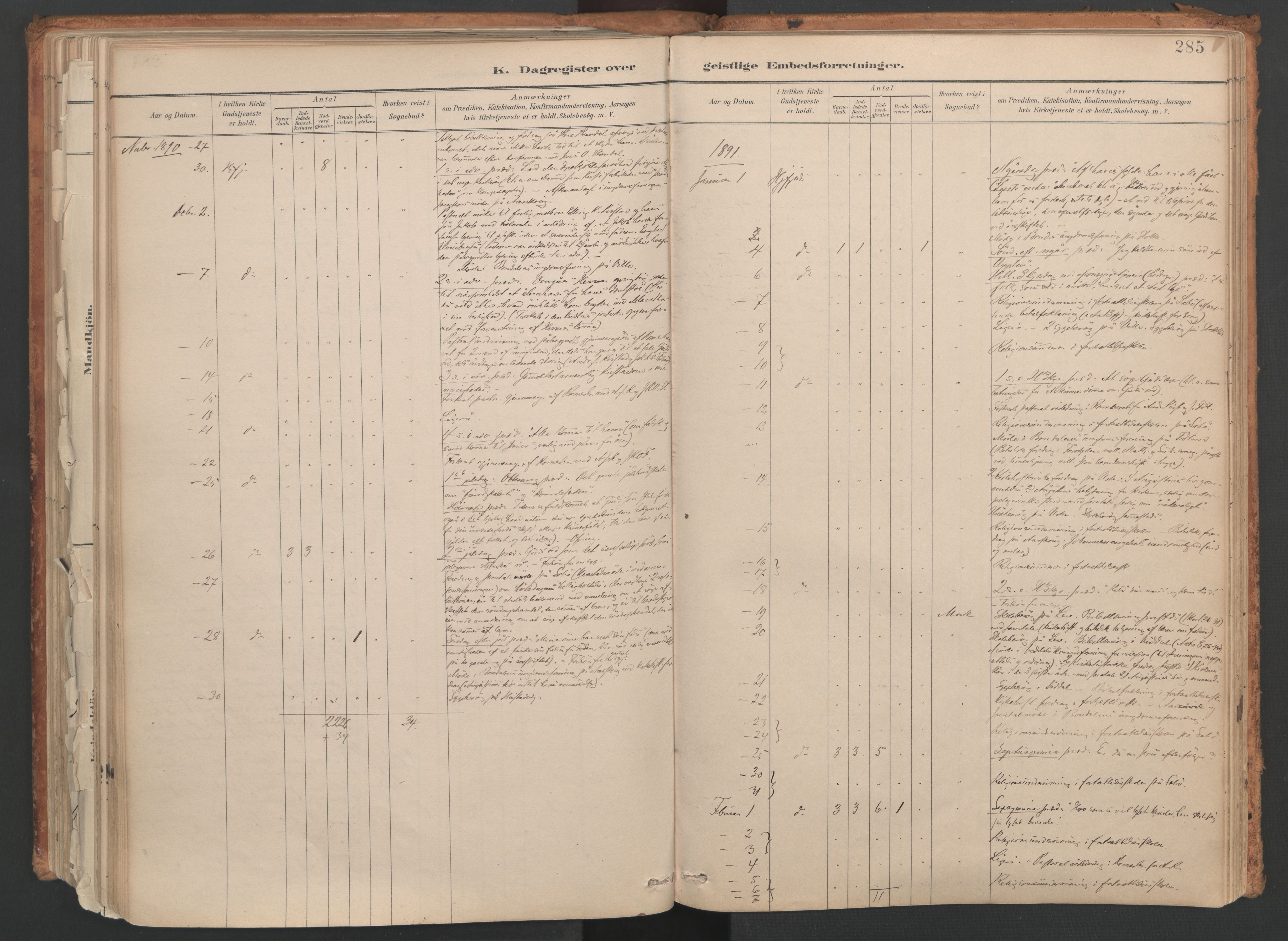 Ministerialprotokoller, klokkerbøker og fødselsregistre - Møre og Romsdal, AV/SAT-A-1454/515/L0211: Parish register (official) no. 515A07, 1886-1910, p. 285