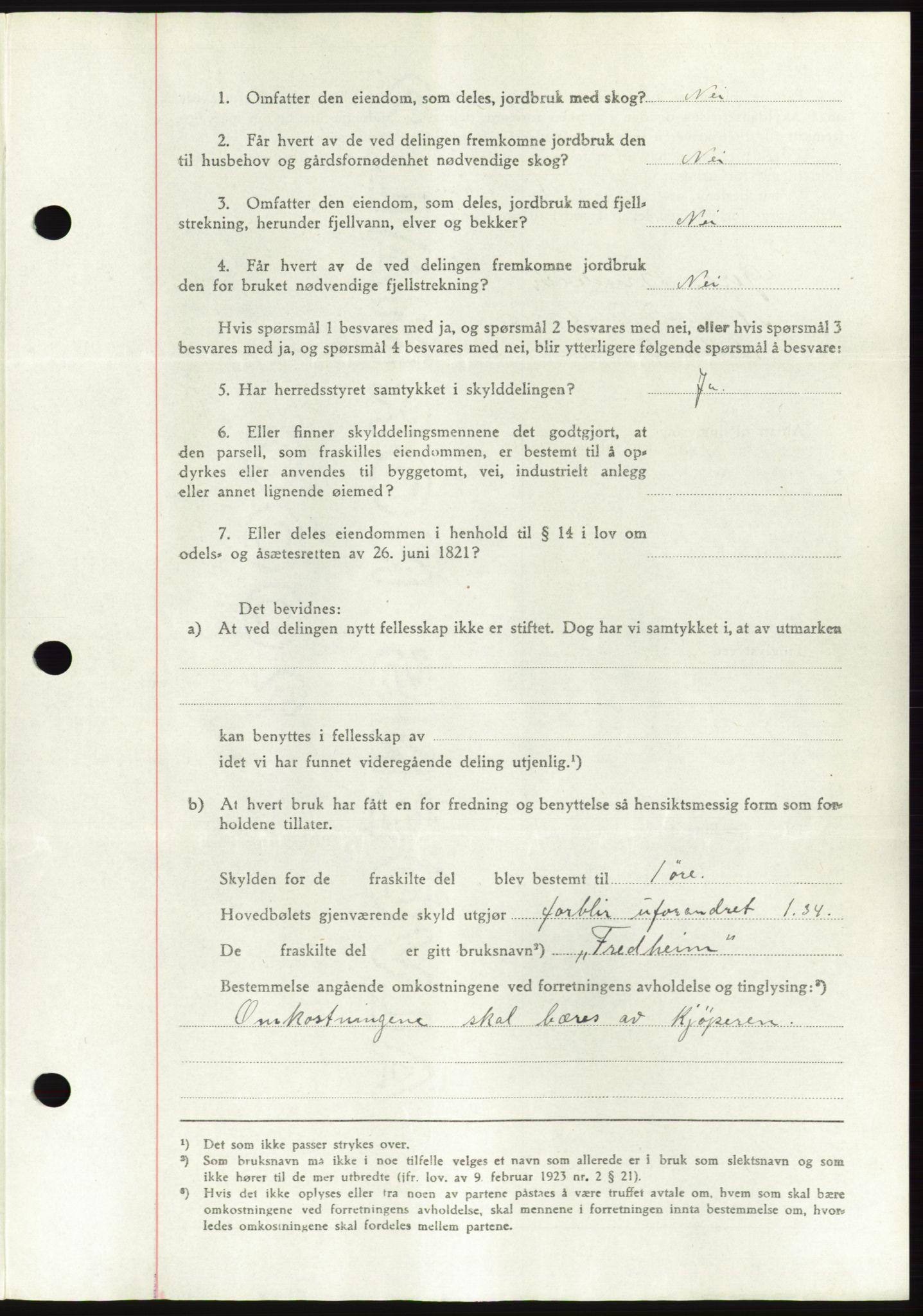 Søre Sunnmøre sorenskriveri, AV/SAT-A-4122/1/2/2C/L0077: Mortgage book no. 3A, 1945-1946, Diary no: : 844/1945