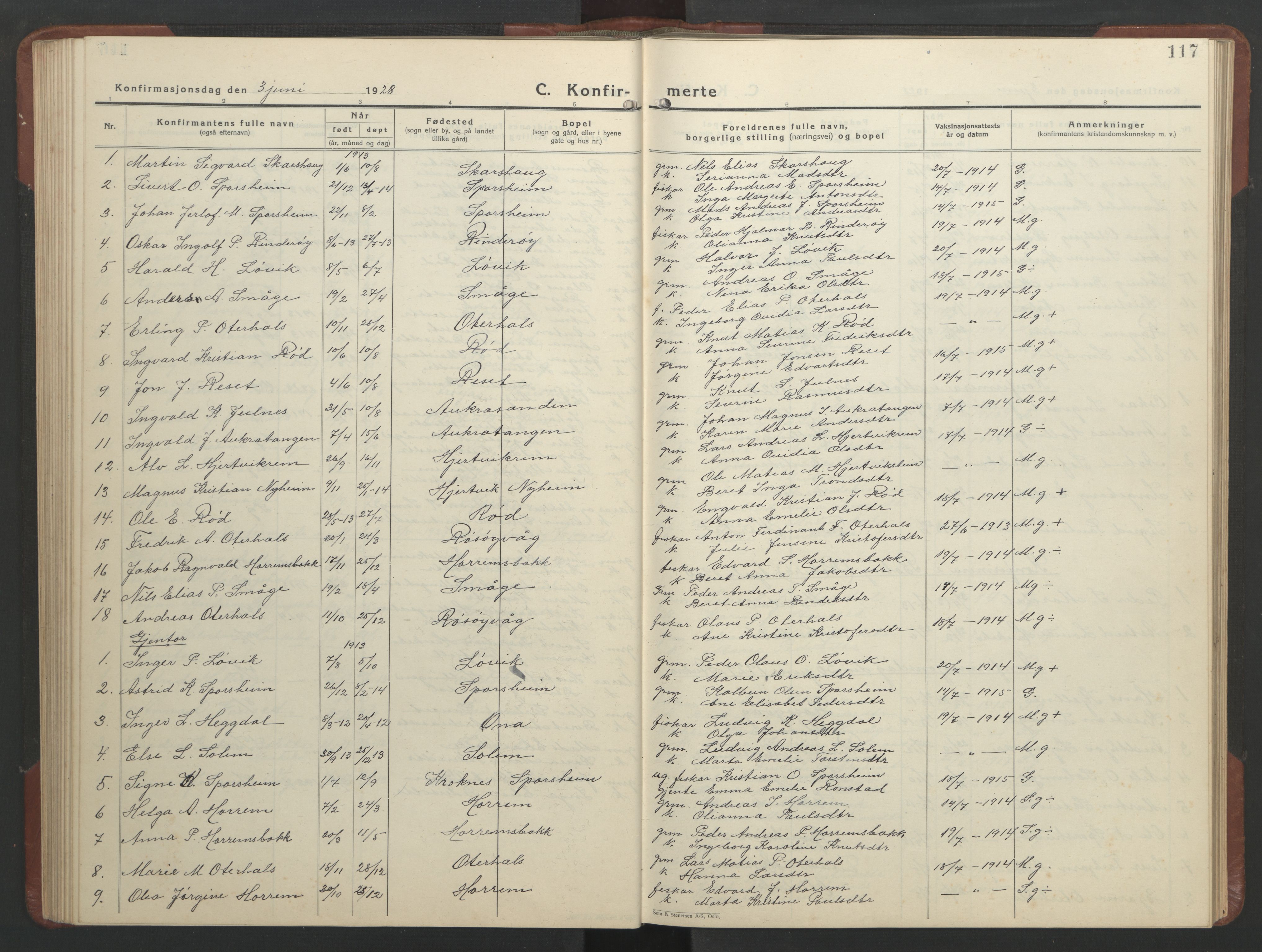Ministerialprotokoller, klokkerbøker og fødselsregistre - Møre og Romsdal, AV/SAT-A-1454/560/L0726: Parish register (copy) no. 560C03, 1928-1952, p. 117