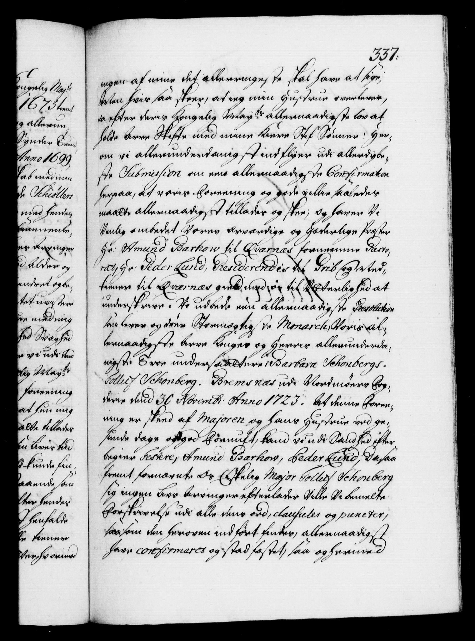 Danske Kanselli 1572-1799, AV/RA-EA-3023/F/Fc/Fca/Fcaa/L0024: Norske registre, 1723-1725, p. 337a