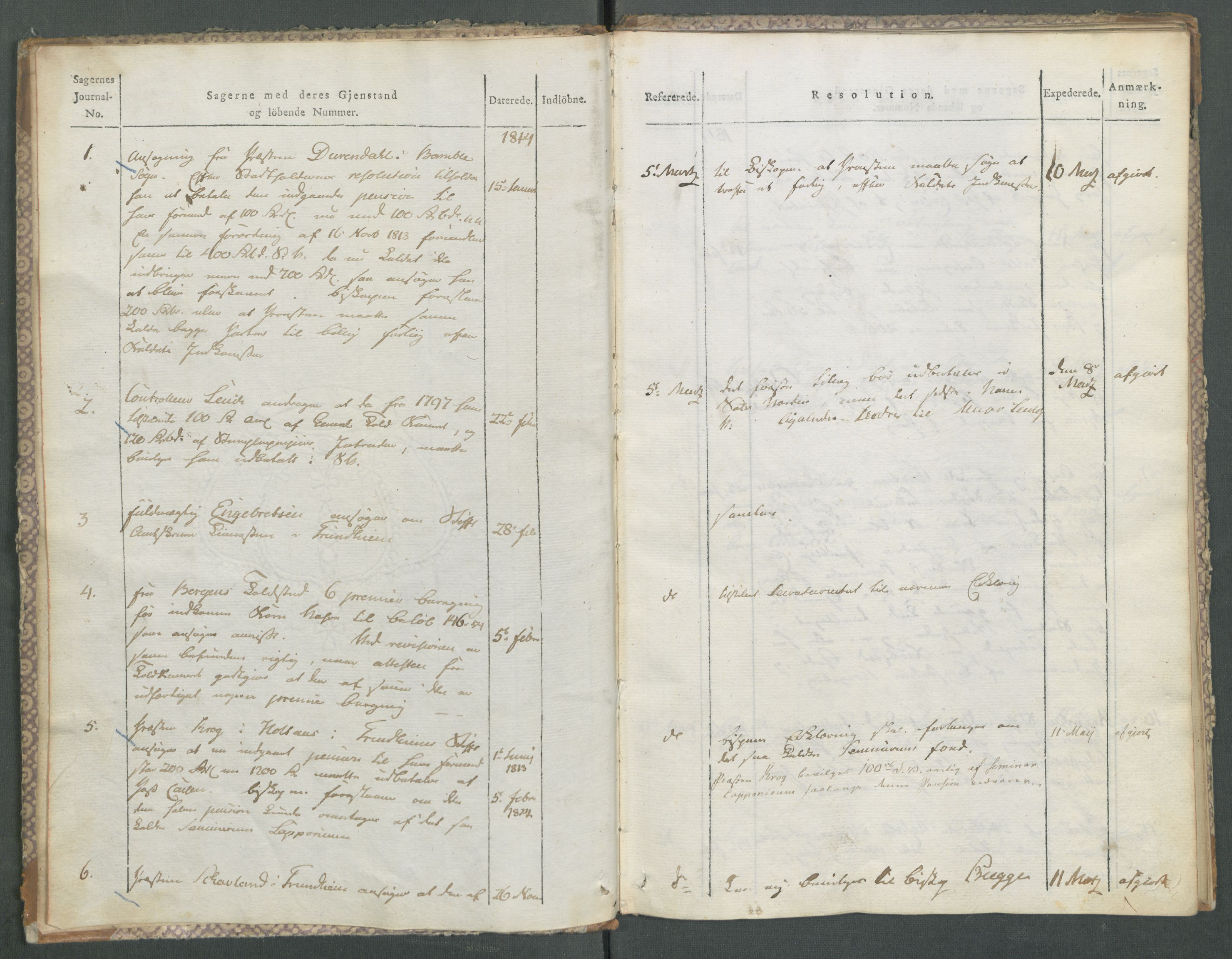 Departementene i 1814, RA/S-3899/Fa/L0006: 1. byrå - Journal A 1-543, 1814, p. 3