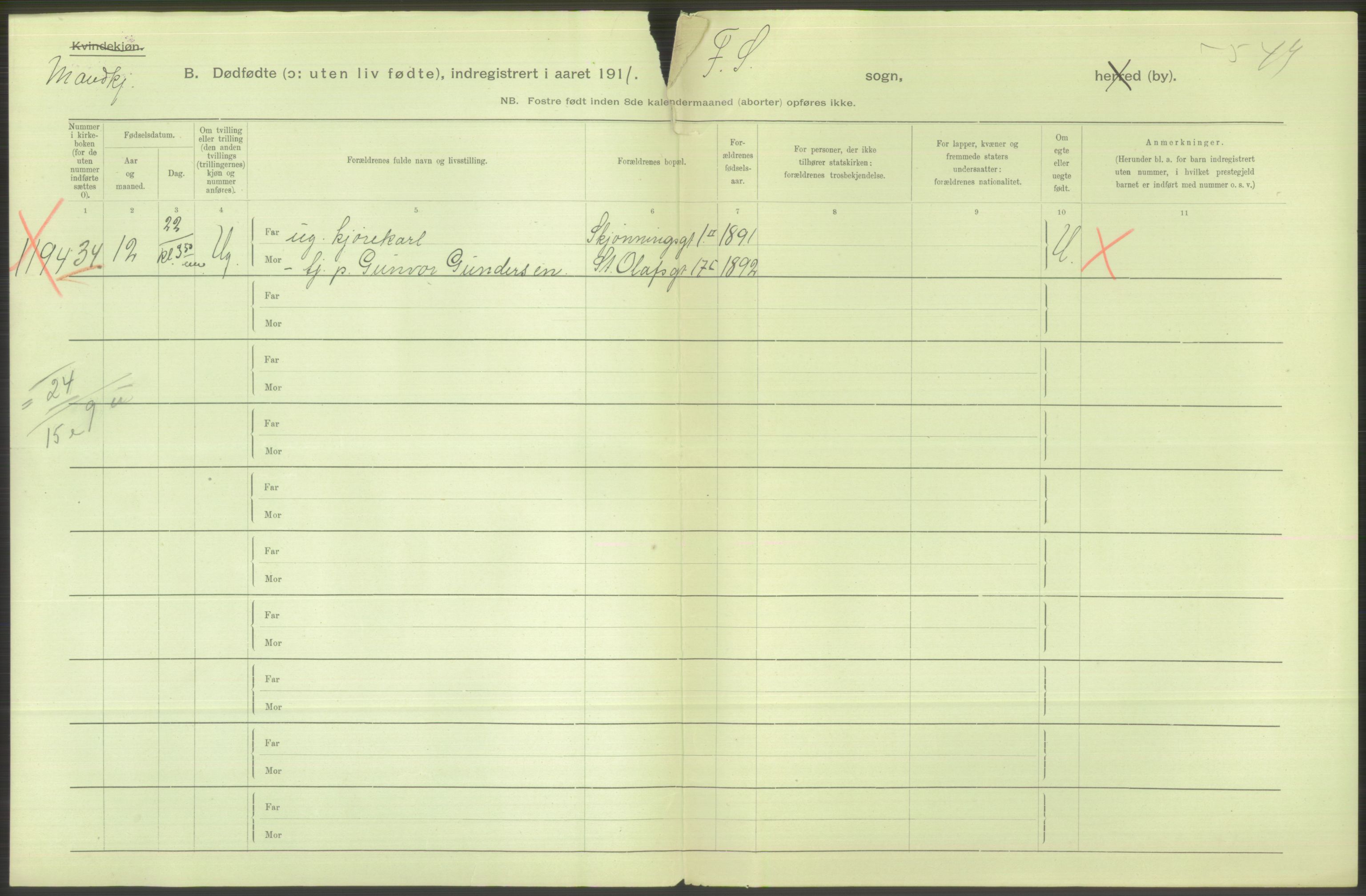 Statistisk sentralbyrå, Sosiodemografiske emner, Befolkning, AV/RA-S-2228/D/Df/Dfb/Dfba/L0010: Kristiania: Døde kvinner samt dødfødte., 1911, p. 4