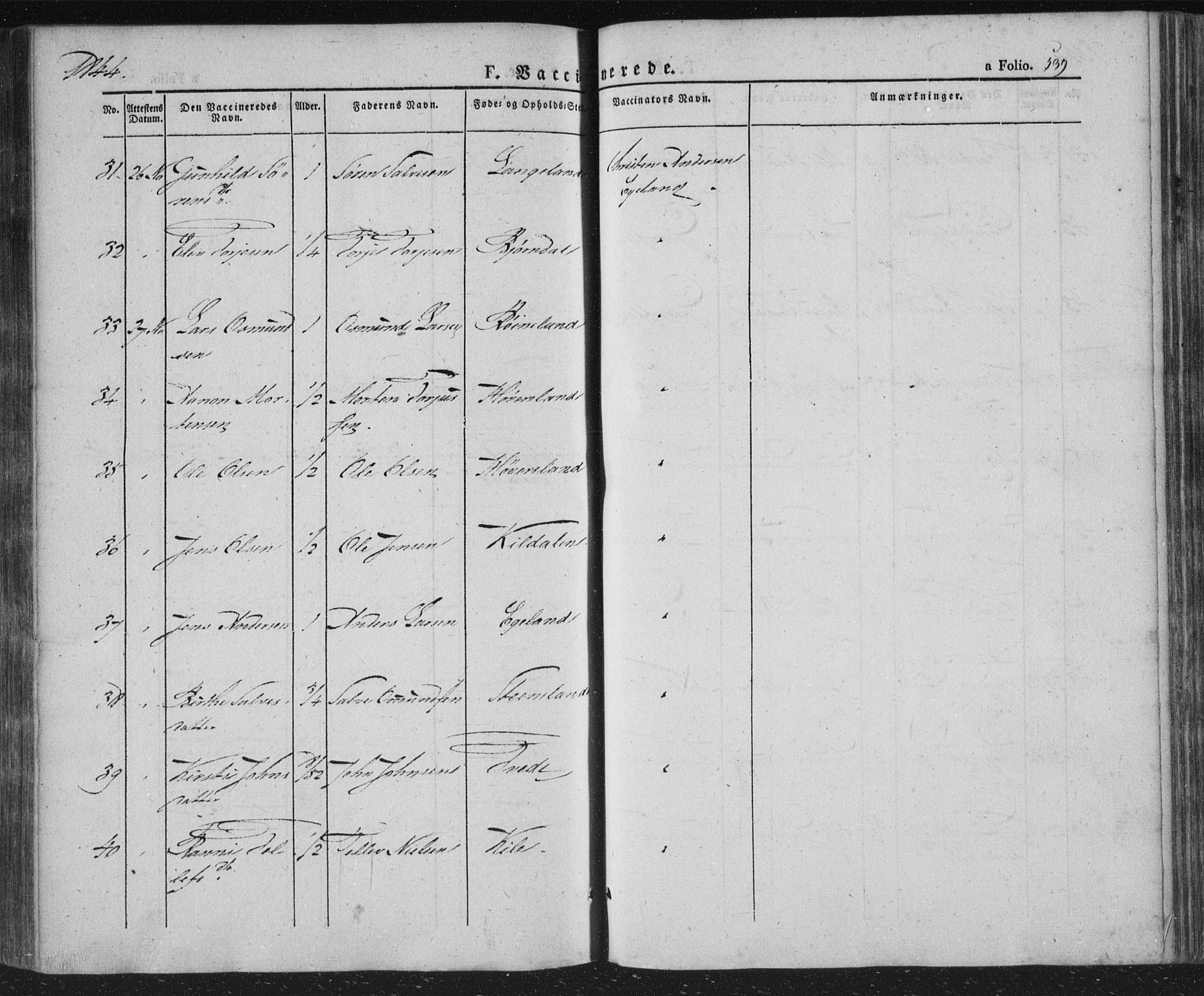 Vennesla sokneprestkontor, AV/SAK-1111-0045/Fa/Fac/L0004: Parish register (official) no. A 4, 1834-1855, p. 539