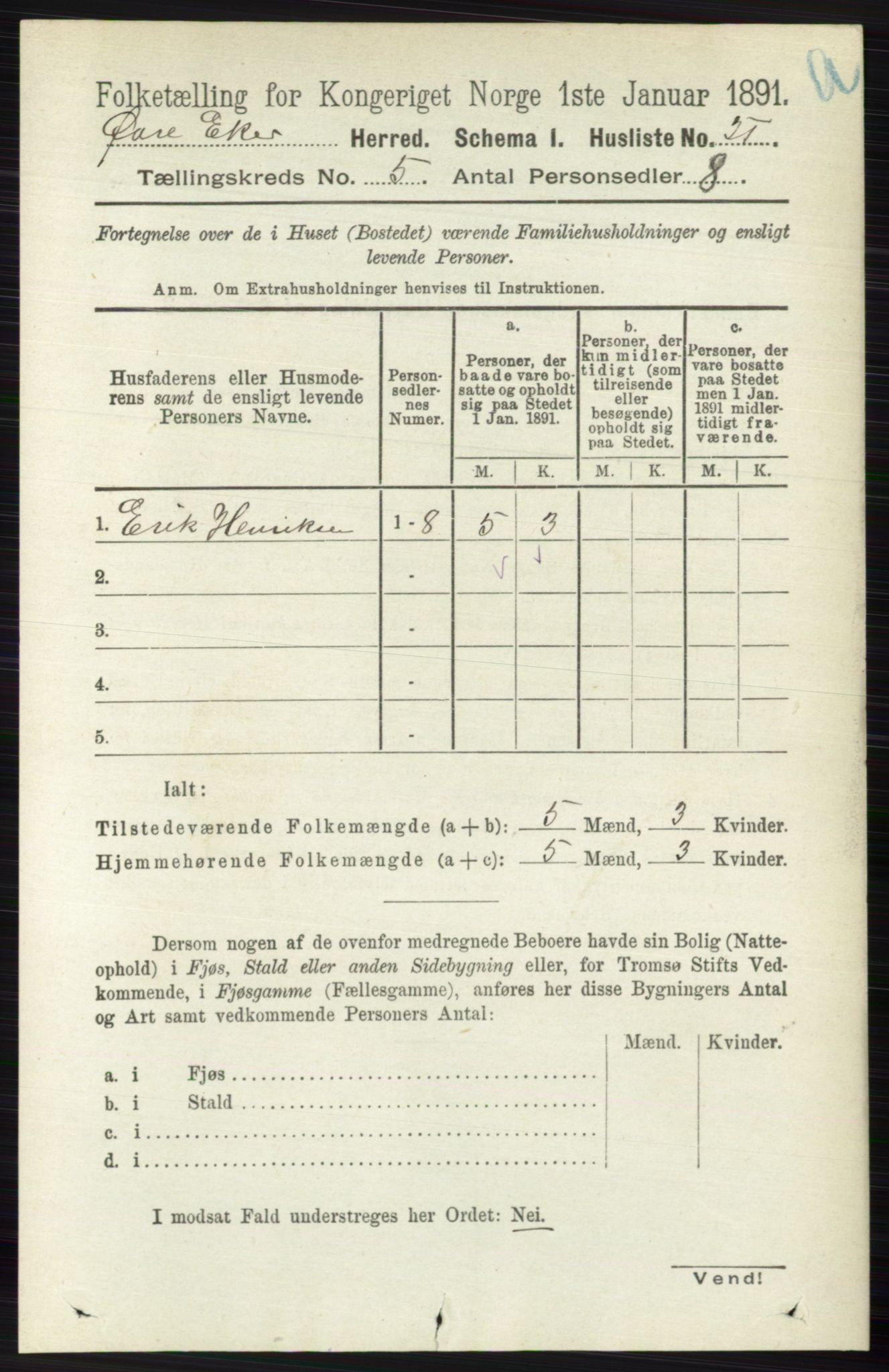 RA, 1891 census for 0624 Øvre Eiker, 1891, p. 1825