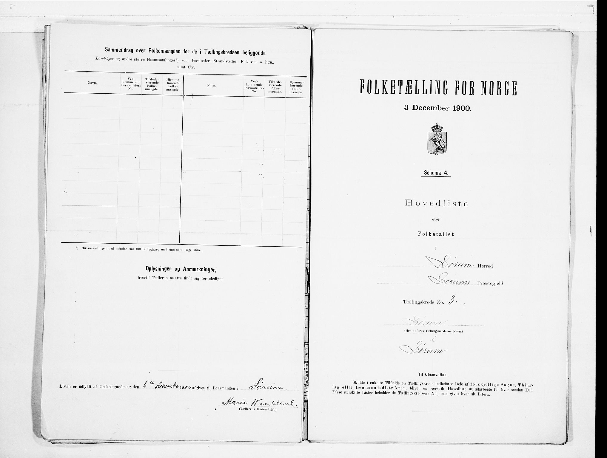 SAO, 1900 census for Sørum, 1900, p. 8