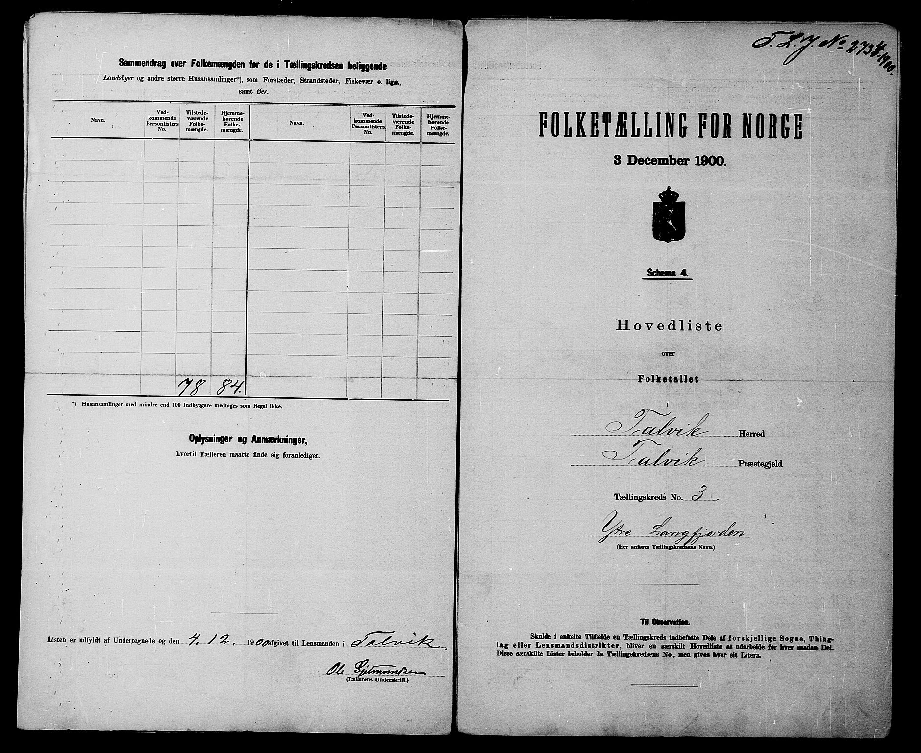 SATØ, 1900 census for Talvik, 1900, p. 8