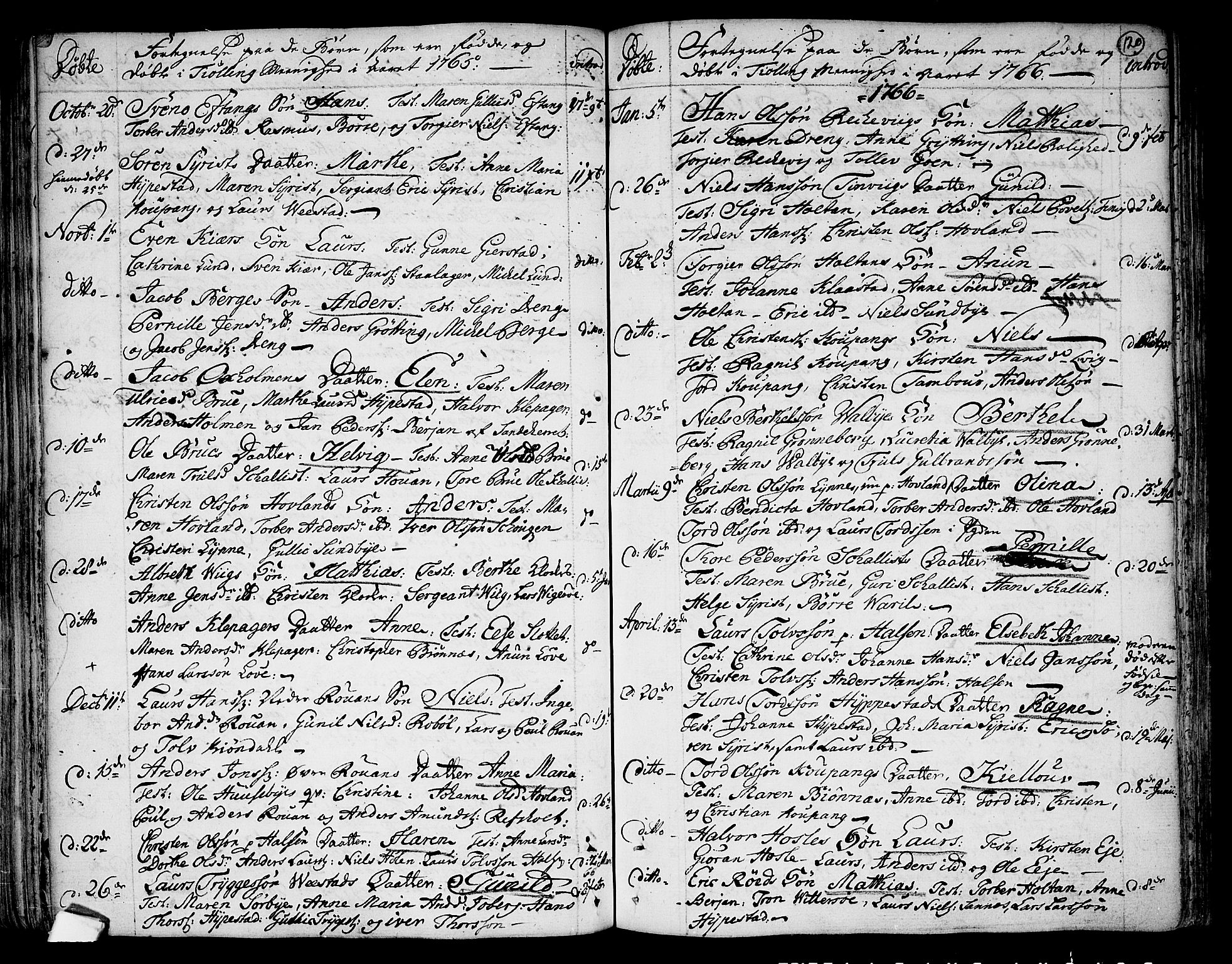 Tjølling kirkebøker, AV/SAKO-A-60/F/Fa/L0003: Parish register (official) no. 3, 1735-1778, p. 120