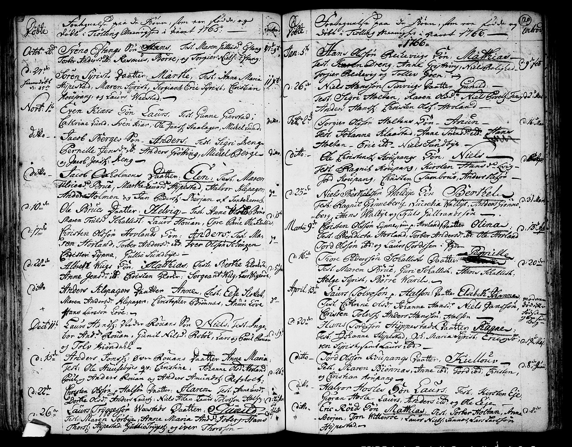 Tjølling kirkebøker, SAKO/A-60/F/Fa/L0003: Parish register (official) no. 3, 1735-1778, p. 120