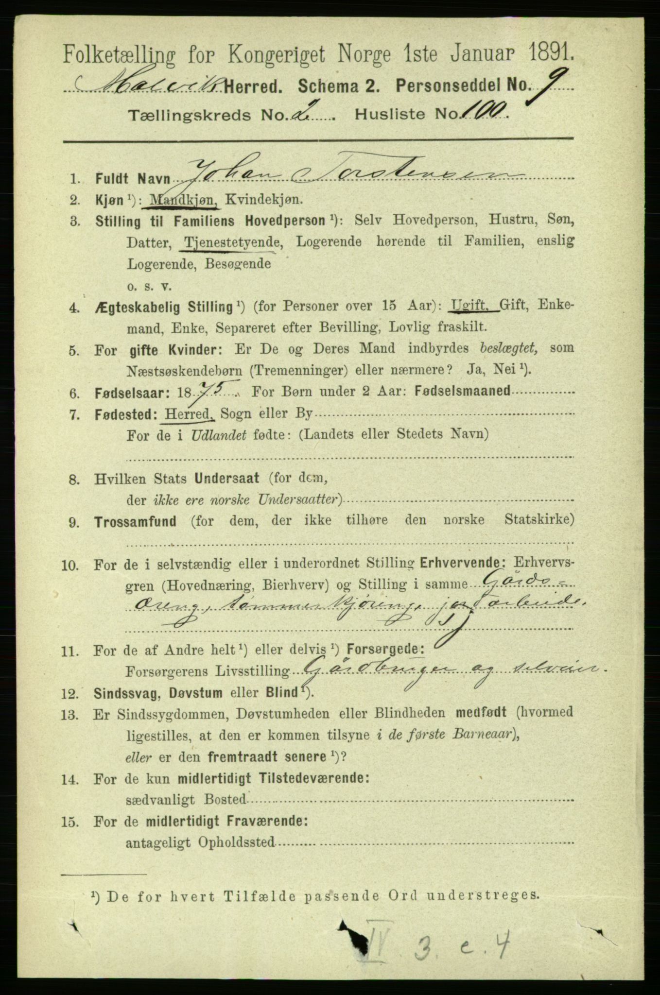 RA, 1891 census for 1663 Malvik, 1891, p. 1359