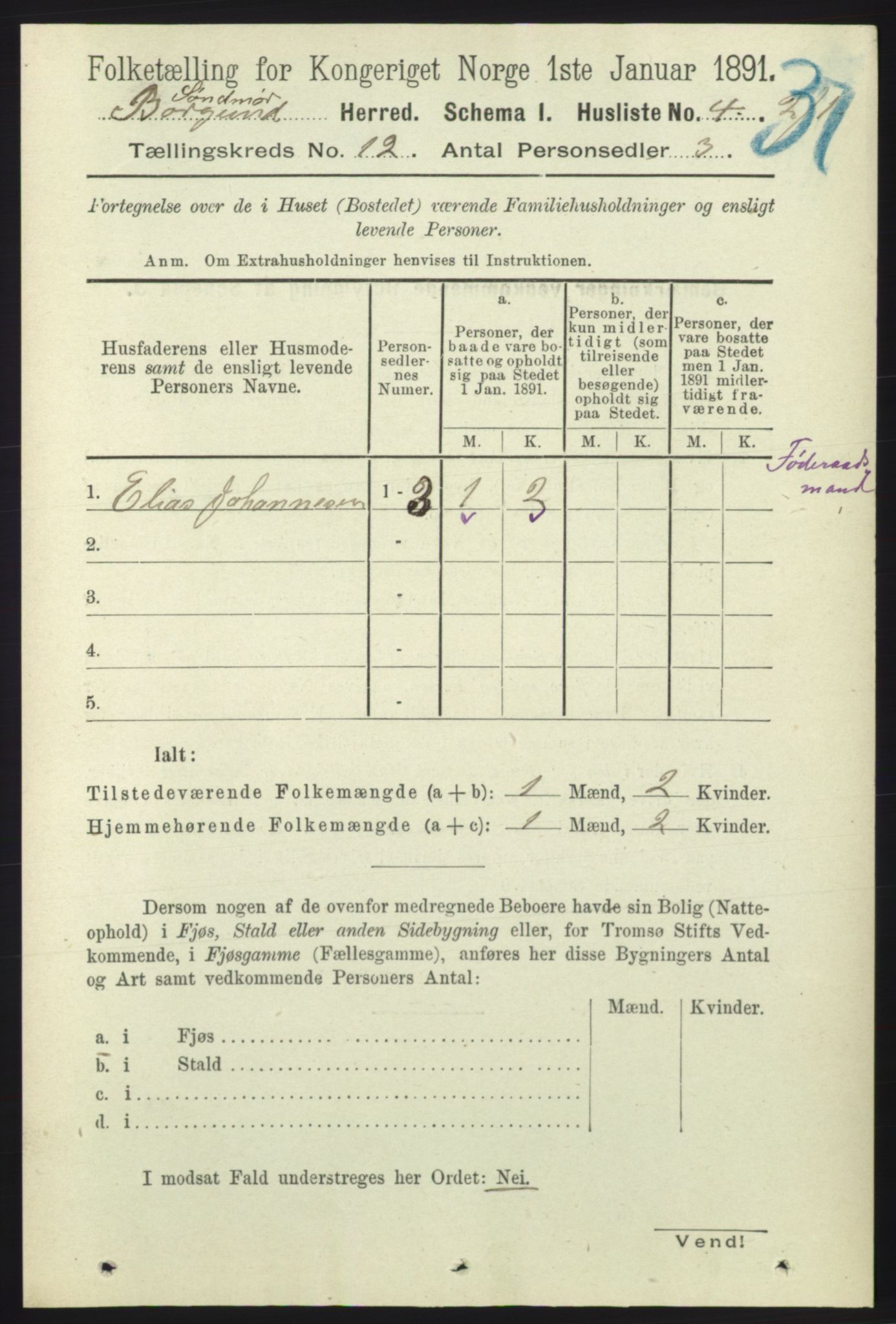 RA, 1891 census for 1531 Borgund, 1891, p. 3143