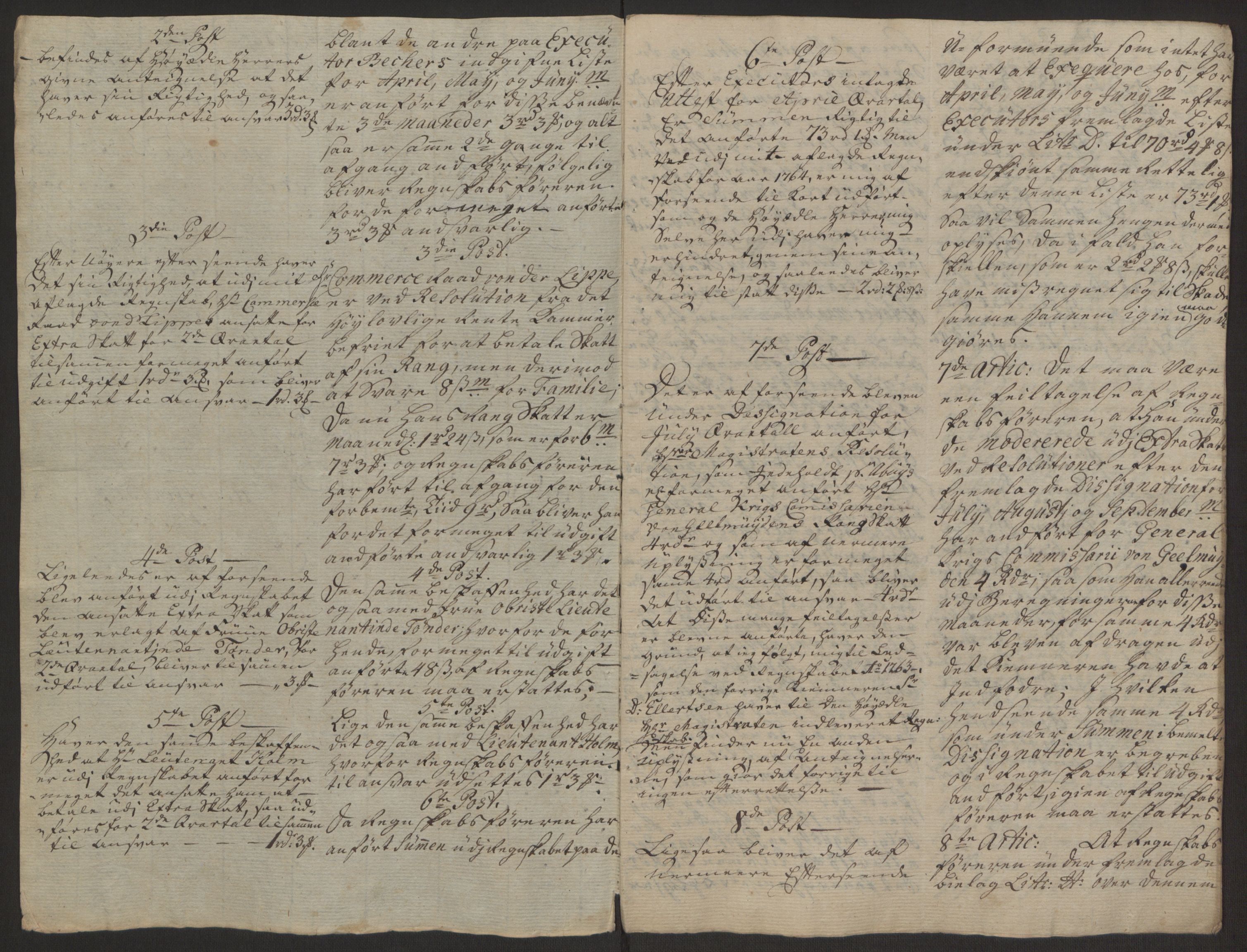 Rentekammeret inntil 1814, Reviderte regnskaper, Byregnskaper, RA/EA-4066/R/Rp/L0367/0001: [P21] Kontribusjonsregnskap / Ekstraskatt, 1764, p. 234