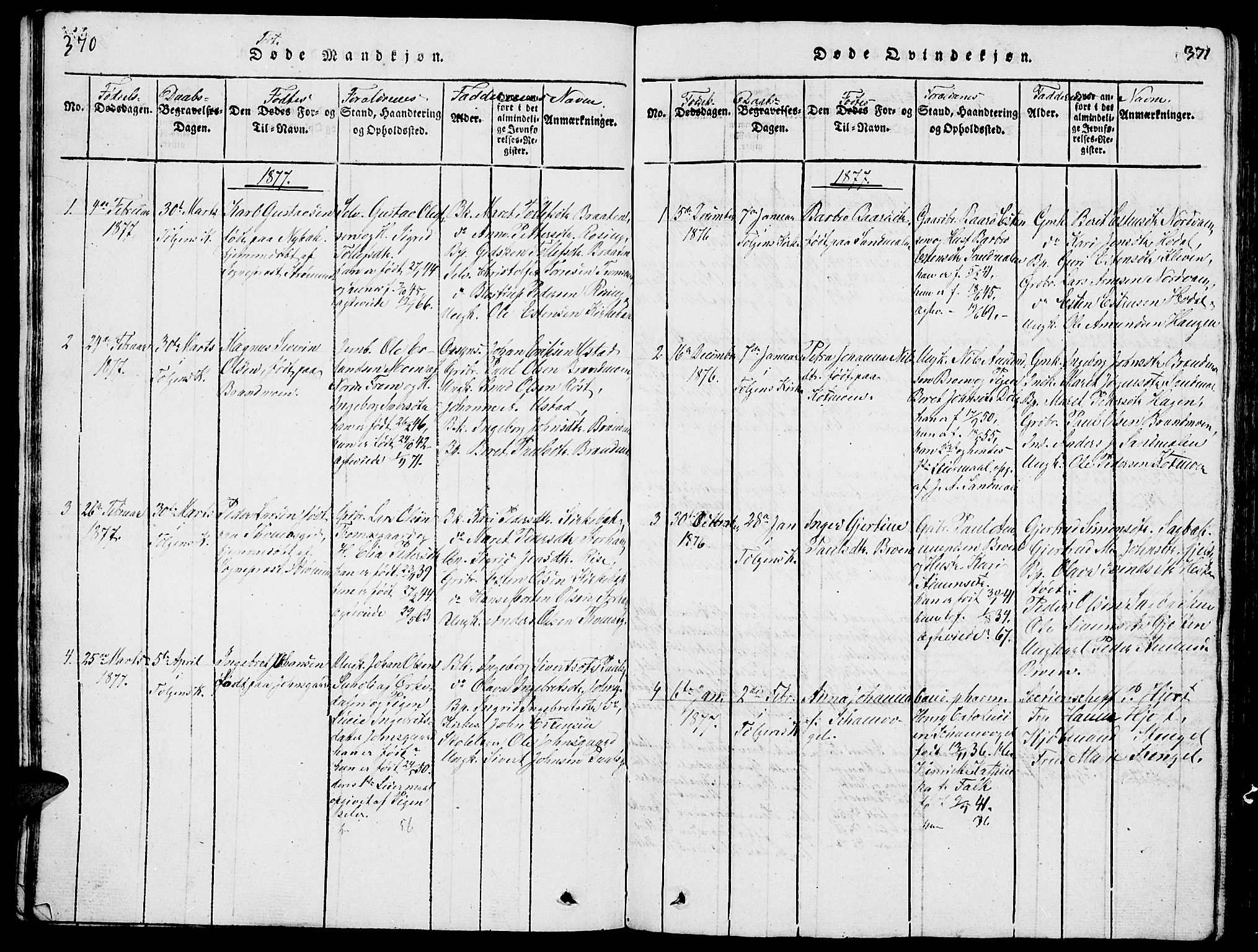 Tolga prestekontor, AV/SAH-PREST-062/L/L0001: Parish register (copy) no. 1, 1814-1877, p. 370-371