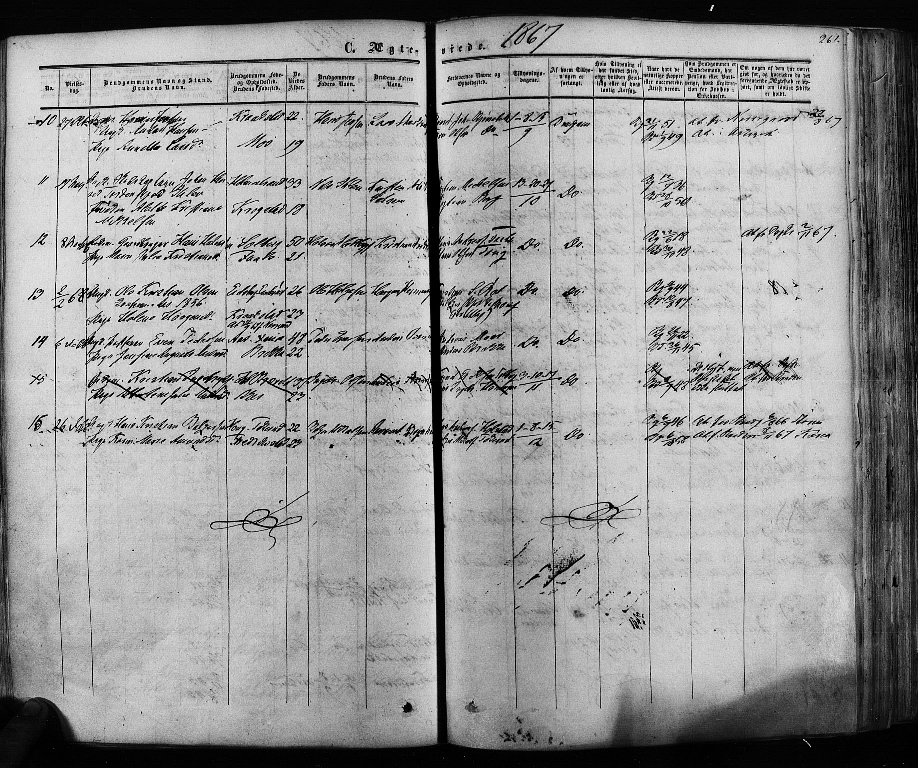 Ås prestekontor Kirkebøker, SAO/A-10894/F/Fa/L0007: Parish register (official) no. I 7, 1854-1870, p. 261