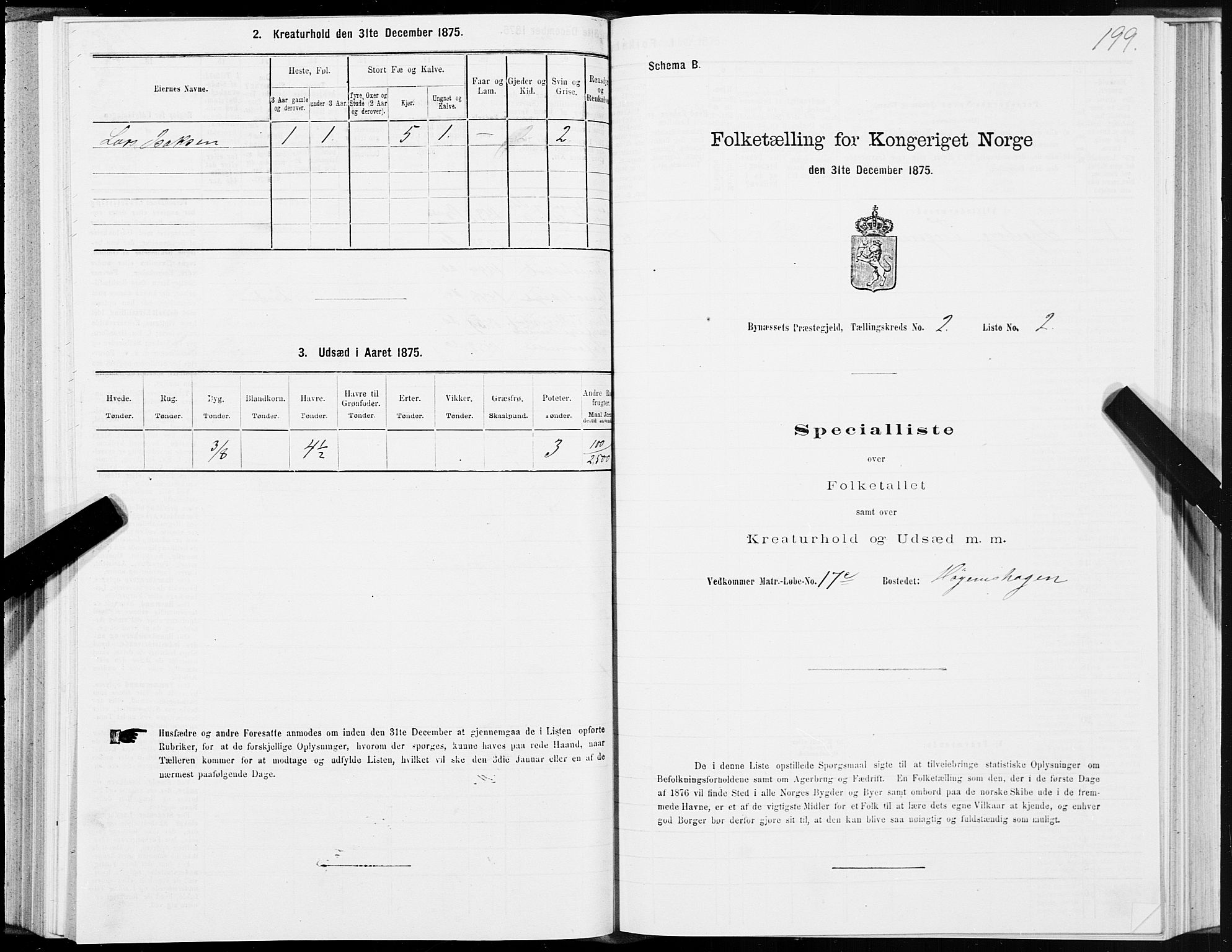 SAT, 1875 census for 1655P Byneset, 1875, p. 1199