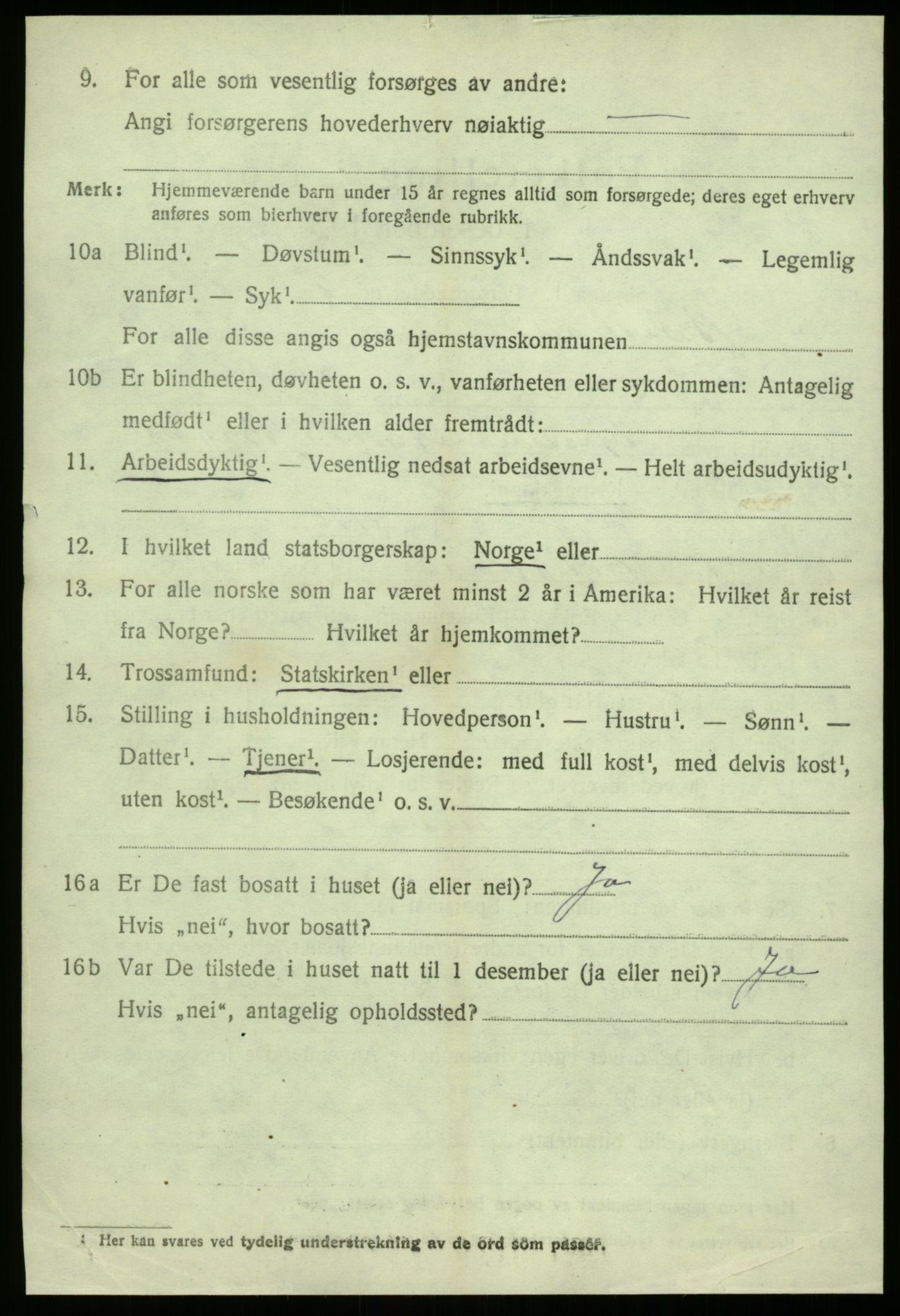 SAB, 1920 census for Balestrand, 1920, p. 2485