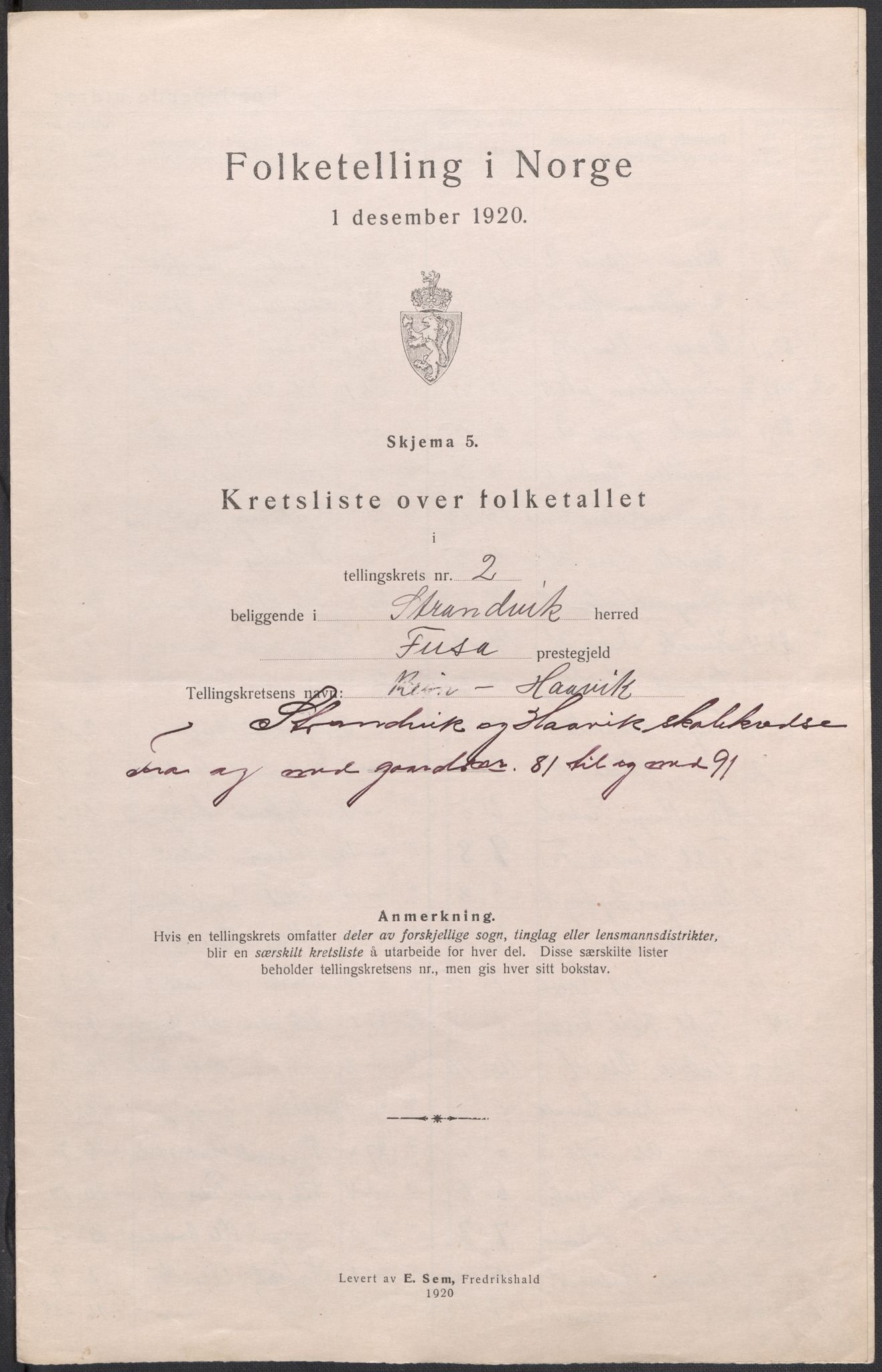 SAB, 1920 census for Strandvik, 1920, p. 8