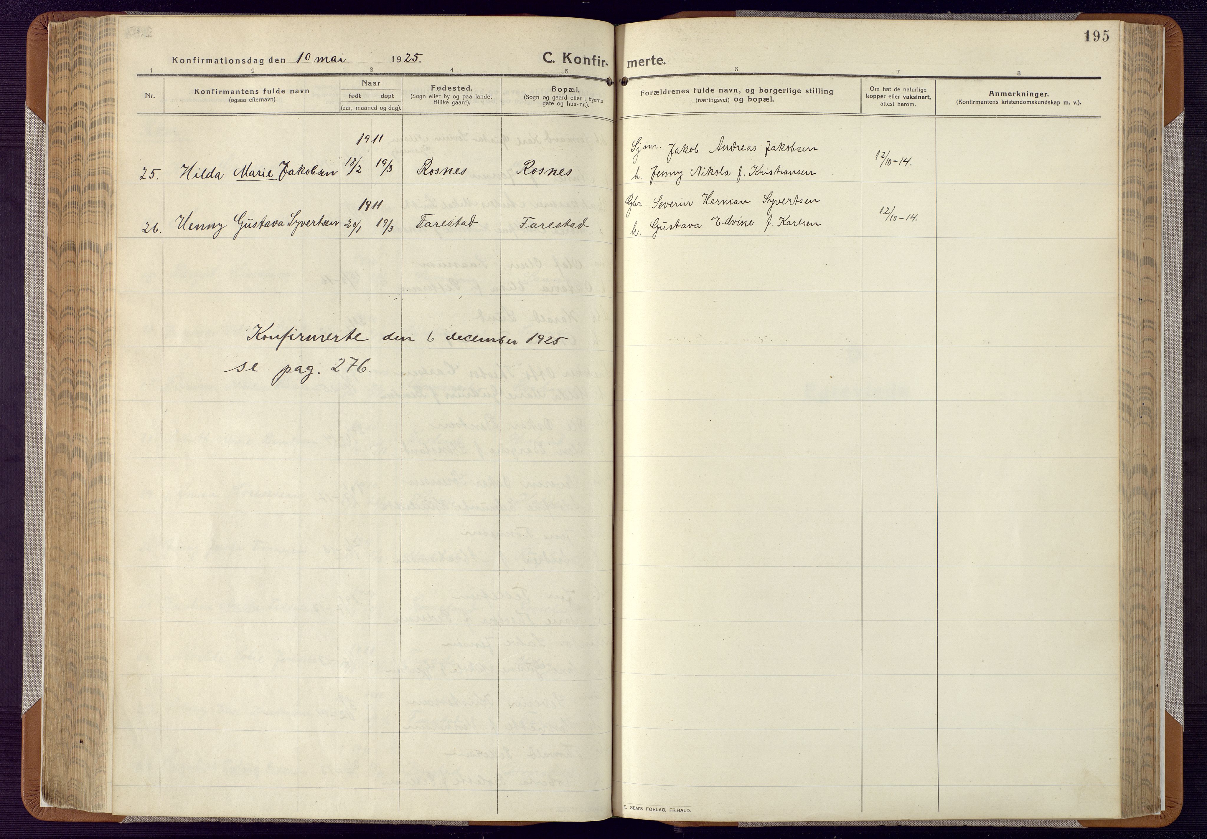 Mandal sokneprestkontor, AV/SAK-1111-0030/F/Fa/Faa/L0022: Parish register (official) no. A 22, 1913-1925, p. 195