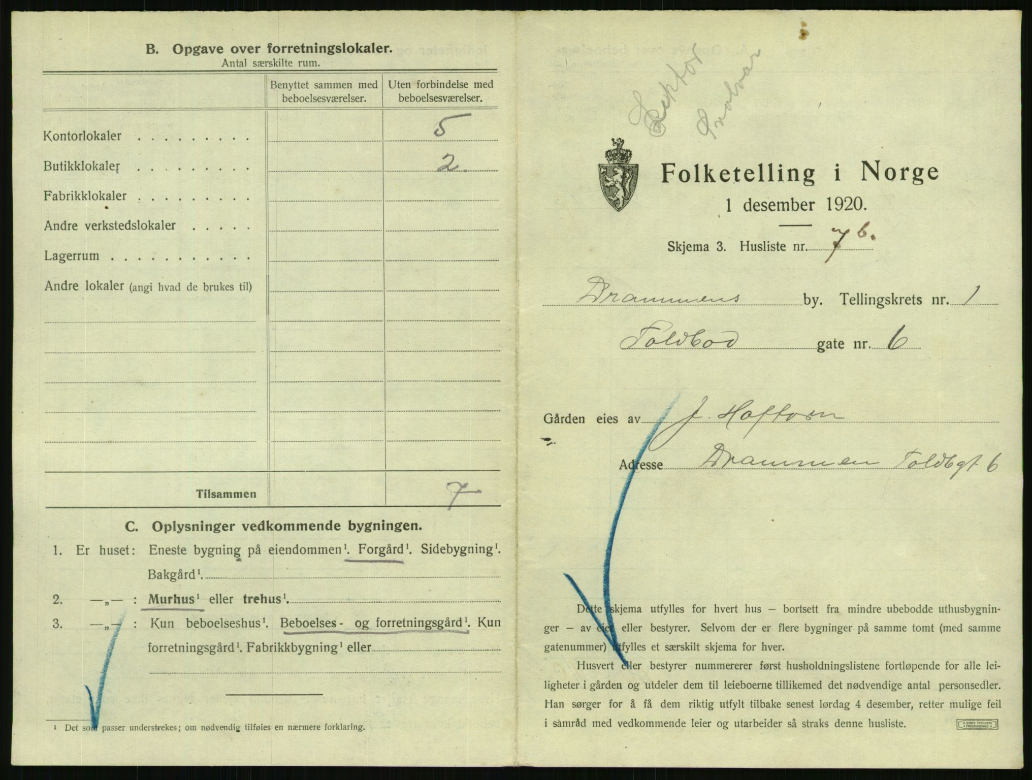 SAKO, 1920 census for Drammen, 1920, p. 118