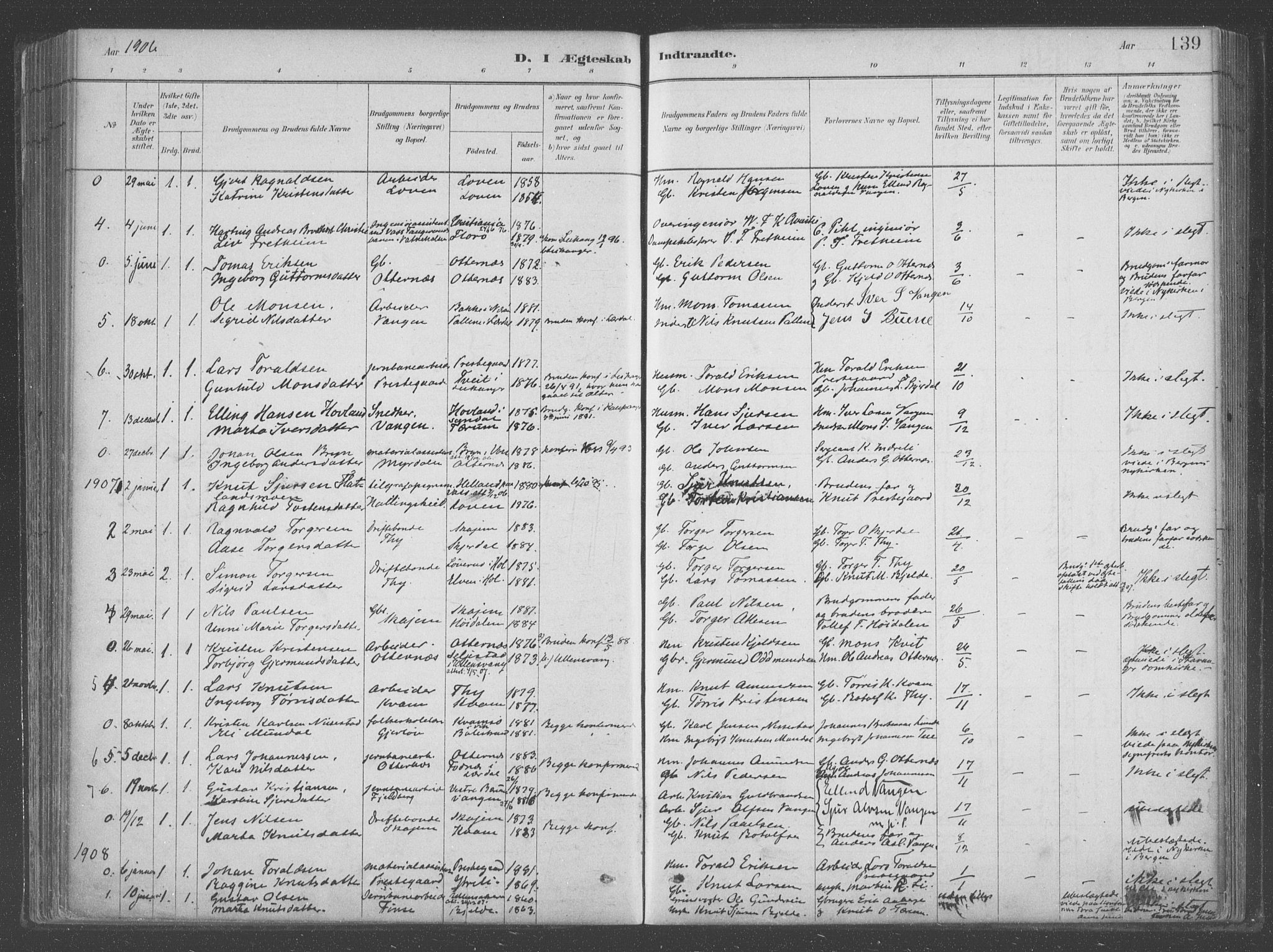 Aurland sokneprestembete, SAB/A-99937/H/Ha/Hab/L0001: Parish register (official) no. B  1, 1880-1909, p. 139