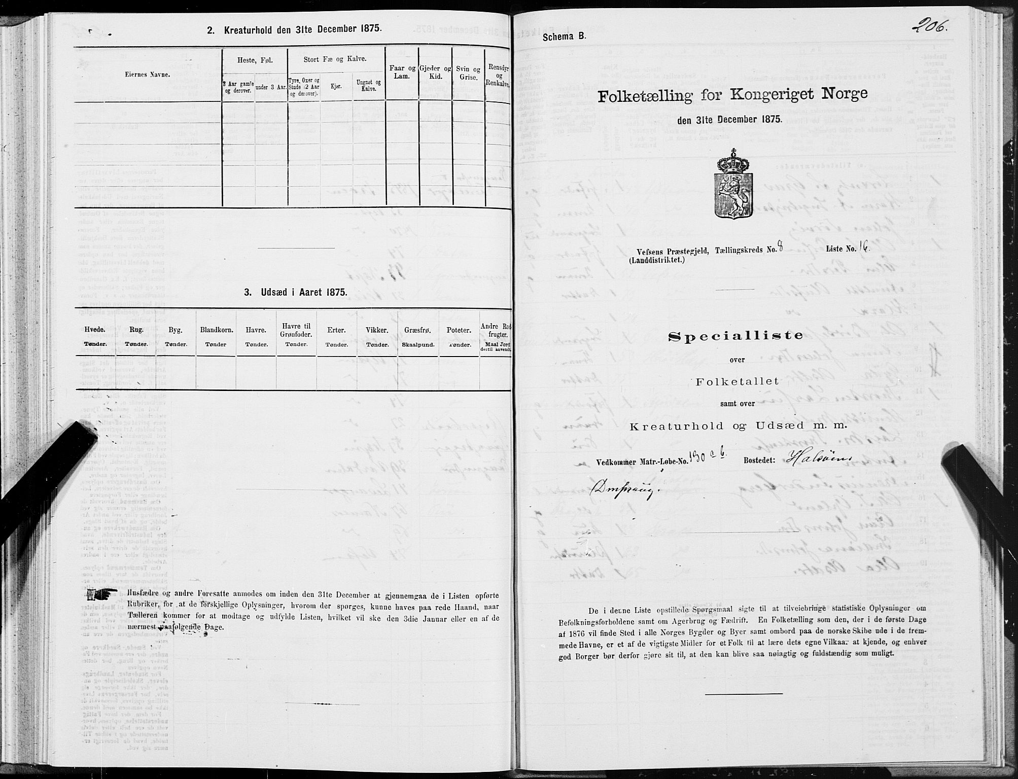 SAT, 1875 census for 1824L Vefsn/Vefsn, 1875, p. 2206