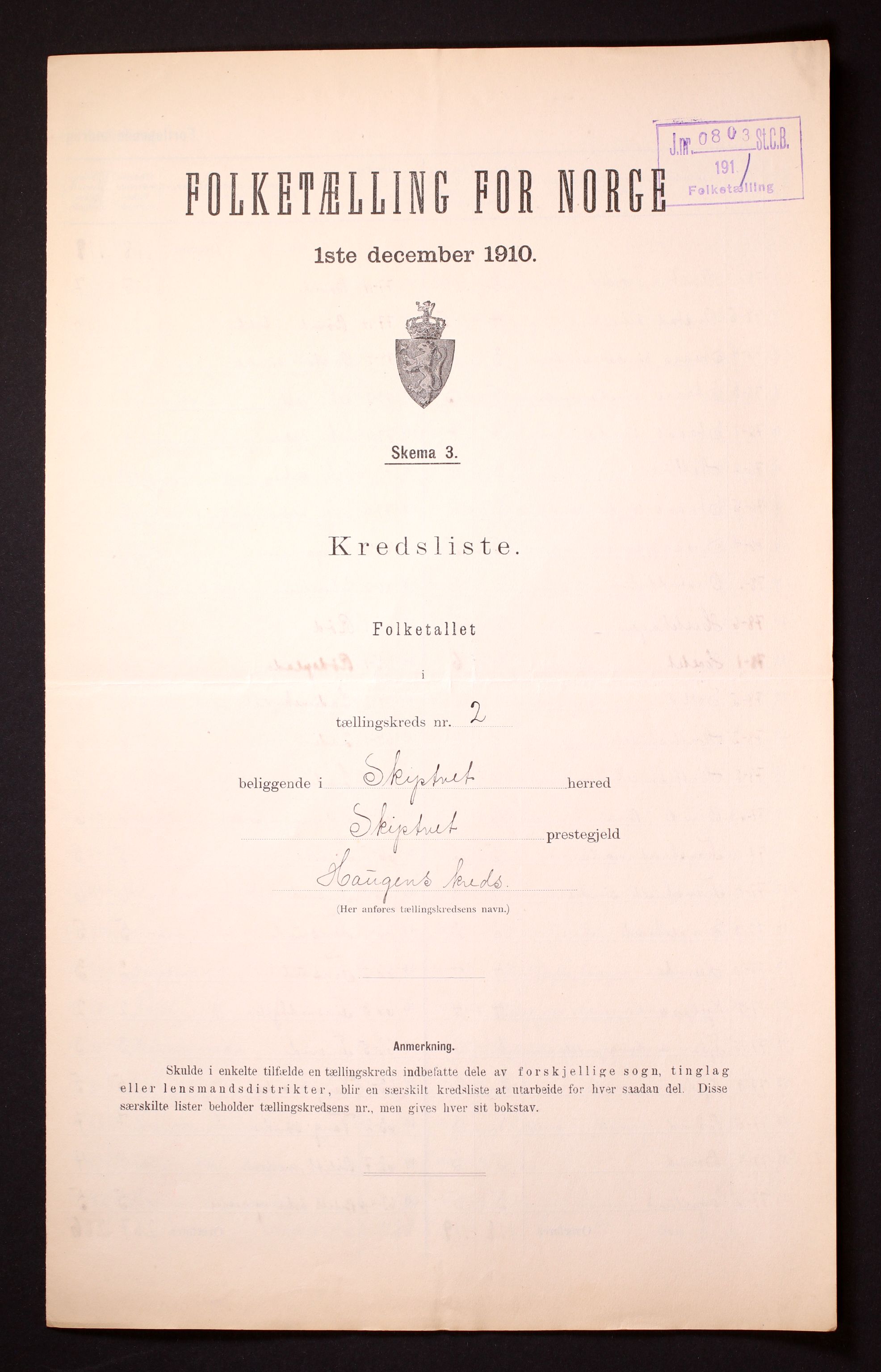 RA, 1910 census for Skiptvet, 1910, p. 7