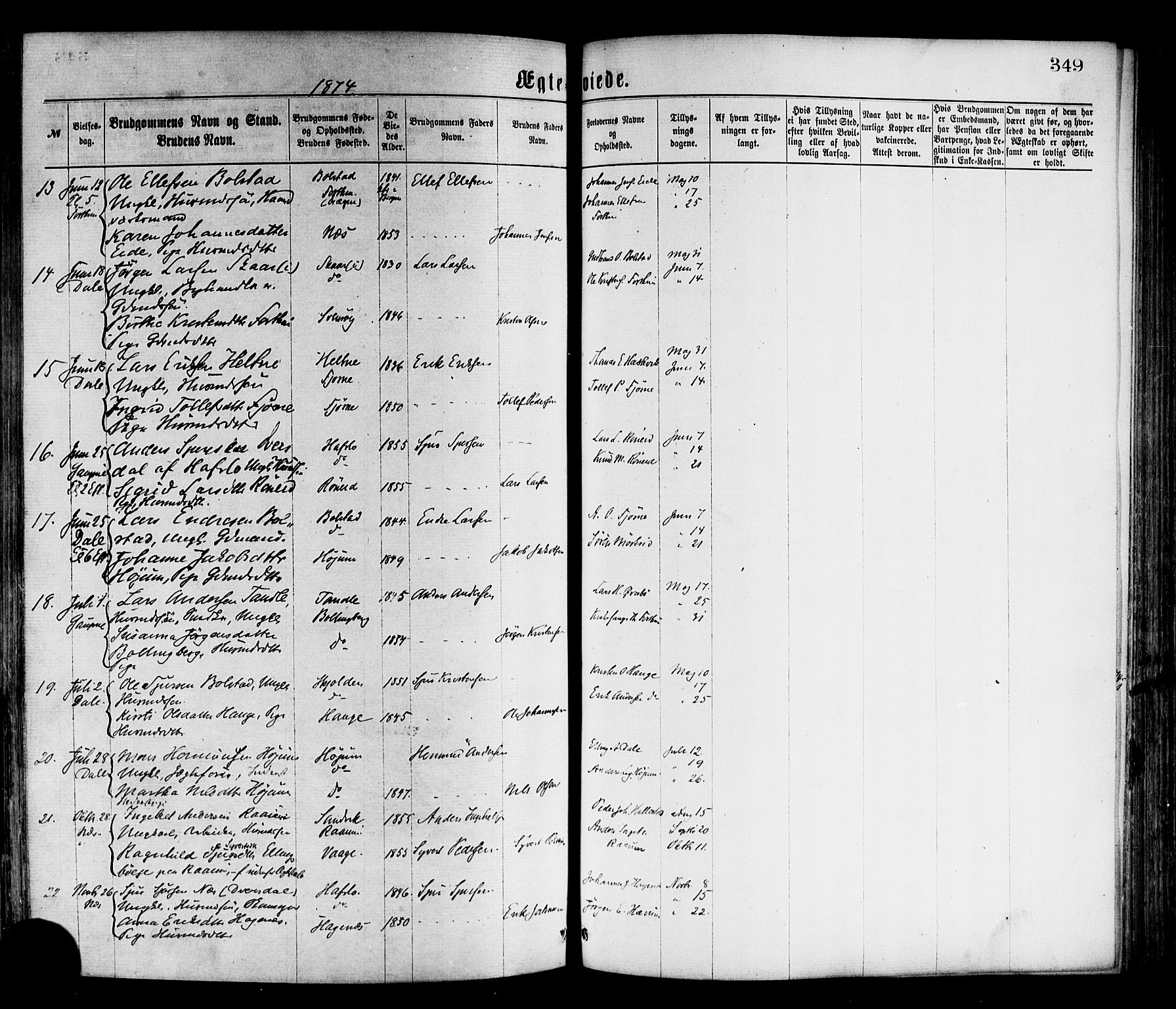 Luster sokneprestembete, AV/SAB-A-81101/H/Haa/Haaa/L0010: Parish register (official) no. A 10, 1871-1886, p. 349