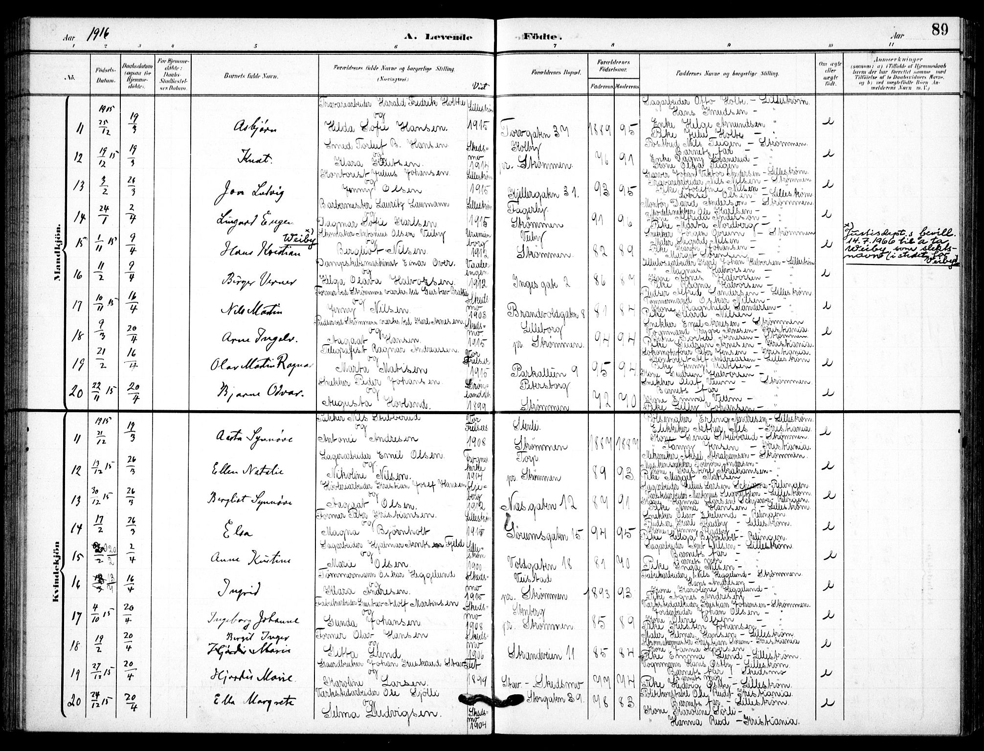 Skedsmo prestekontor Kirkebøker, AV/SAO-A-10033a/F/Fc/L0001: Parish register (official) no. III 1, 1908-1916, p. 89