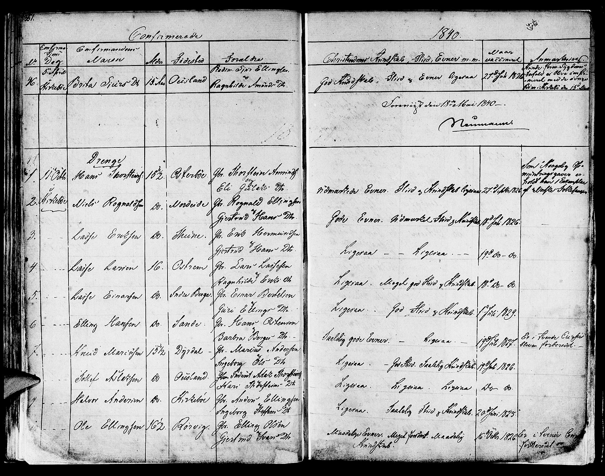 Lavik sokneprestembete, AV/SAB-A-80901: Parish register (official) no. A 2I, 1821-1842, p. 351