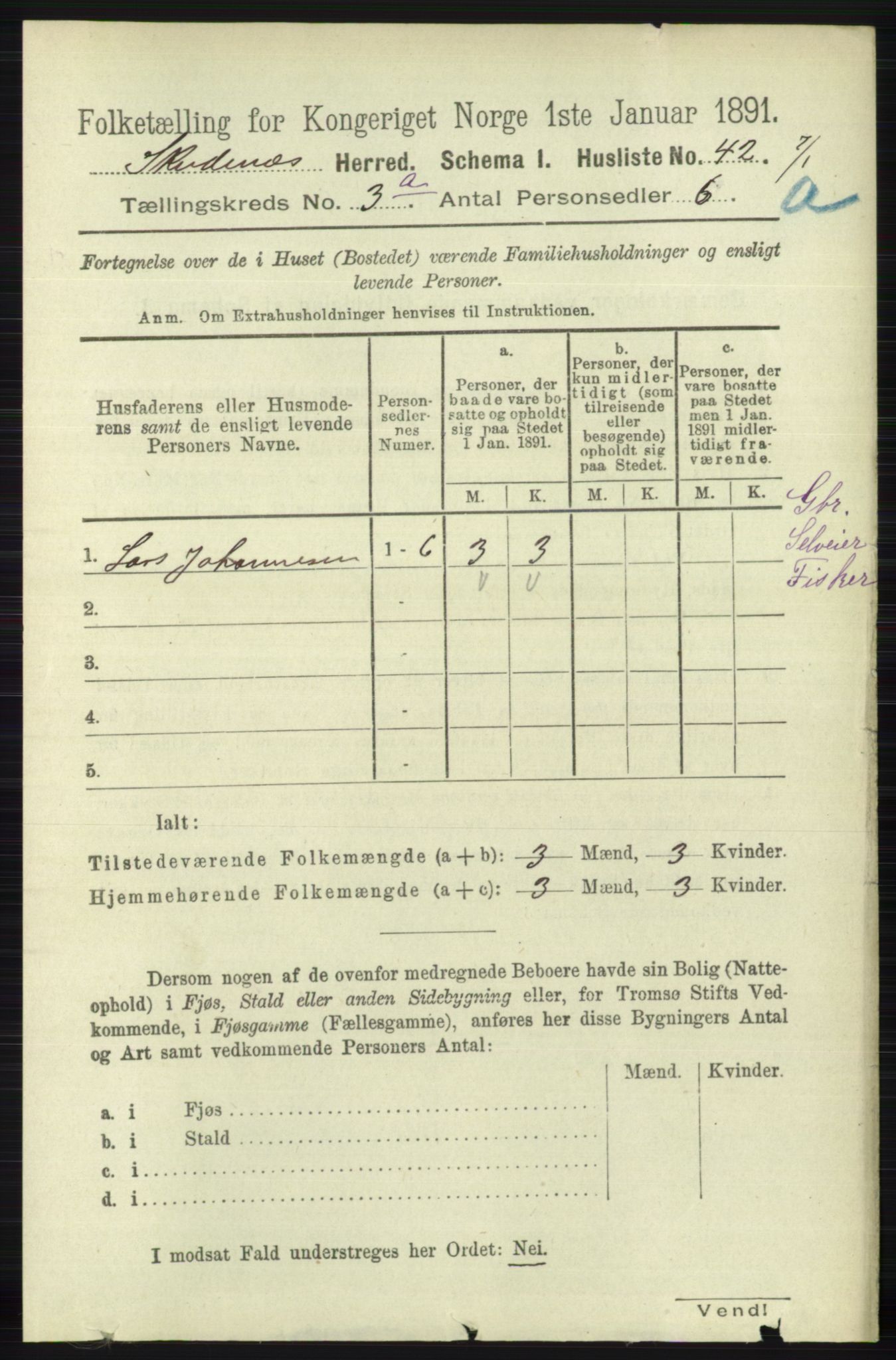 RA, 1891 census for 1150 Skudenes, 1891, p. 1372