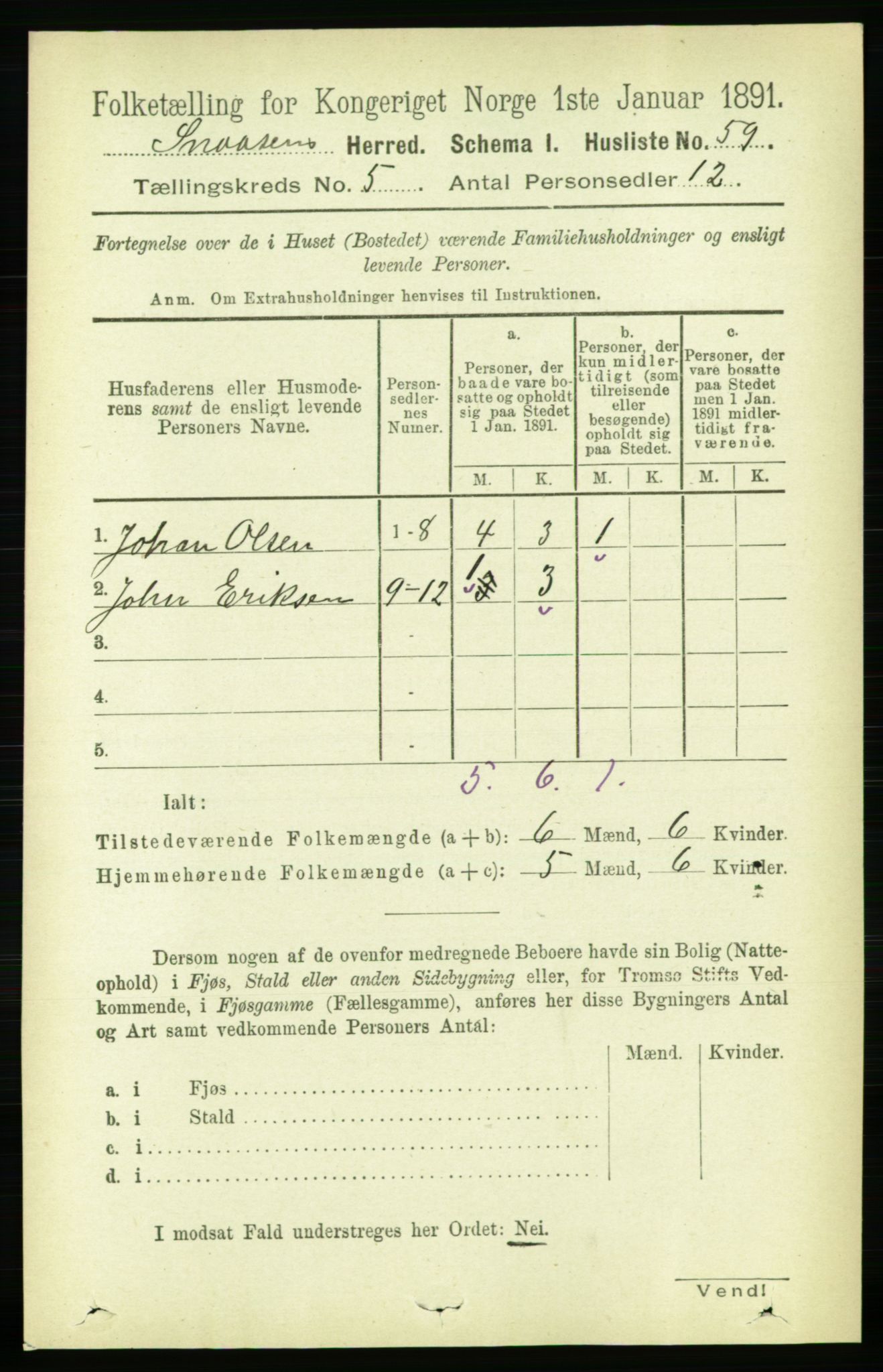 RA, 1891 census for 1736 Snåsa, 1891, p. 1472