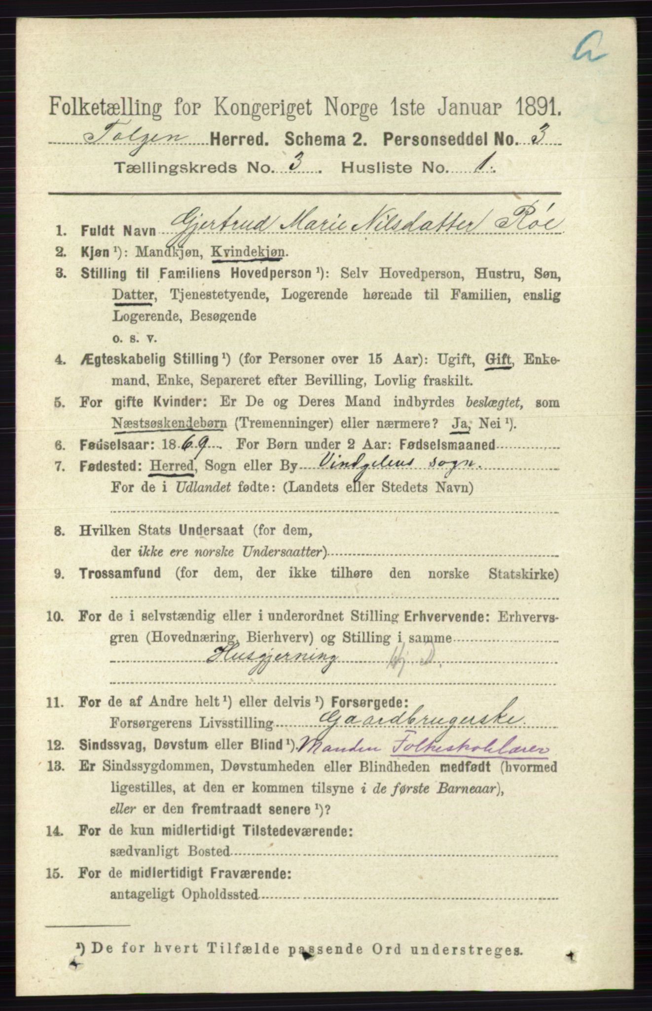 RA, 1891 census for 0436 Tolga, 1891, p. 538